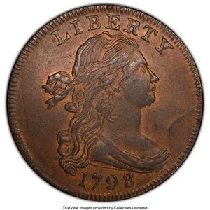 image for: 1798 1C First Hair Style, S-161, B-22, R.2, MS62 Brown PCGS....