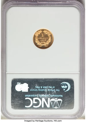 image for: 1856 G$1 Slanted 5 PR67 Ultra Cameo NGC. JD-1, High R.6....