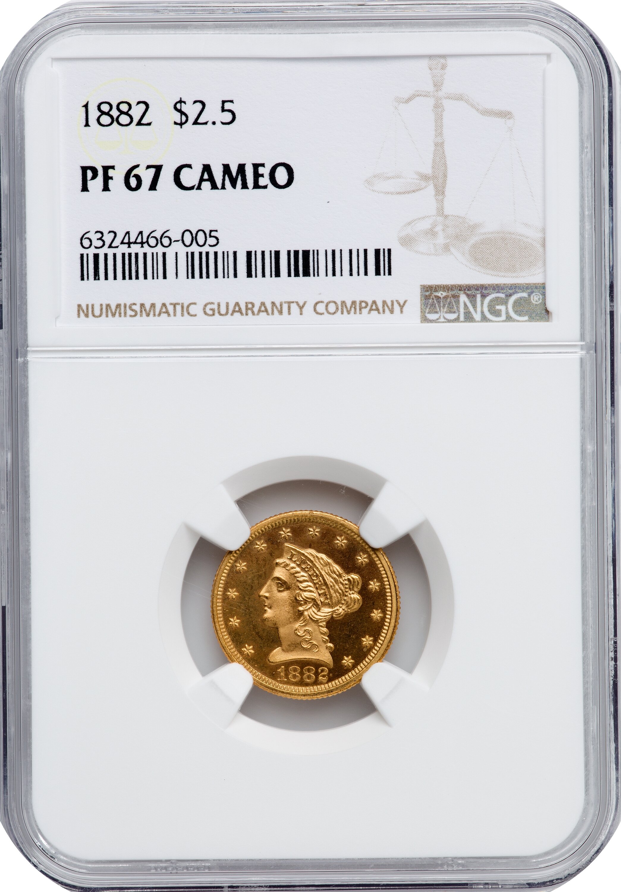image for: 1882 $2 1/2 PR67 Cameo NGC. JD-1, R.6....
