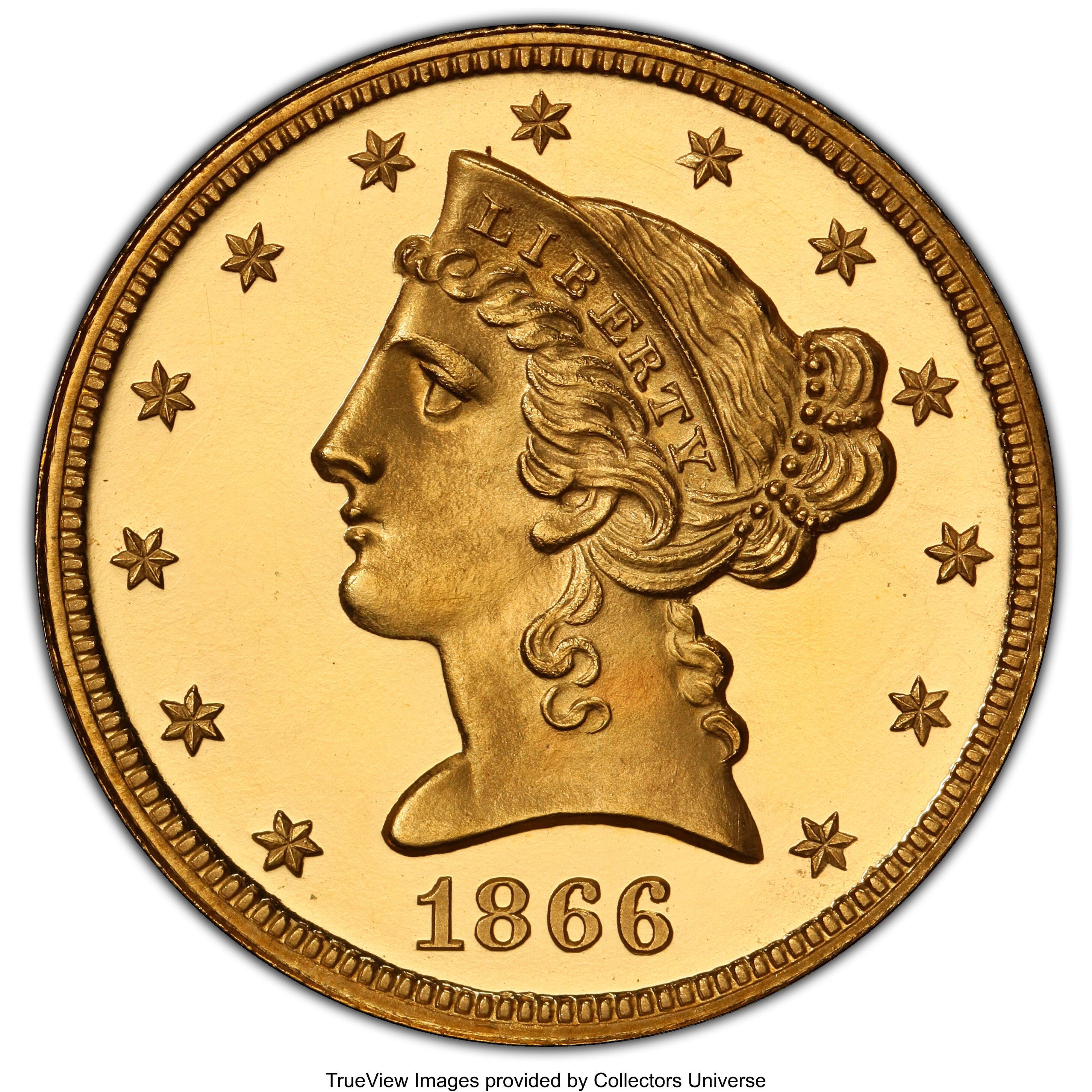 image for: 1866 $5 PR64 Deep Cameo PCGS. CAC. JD-1, Low R.7....