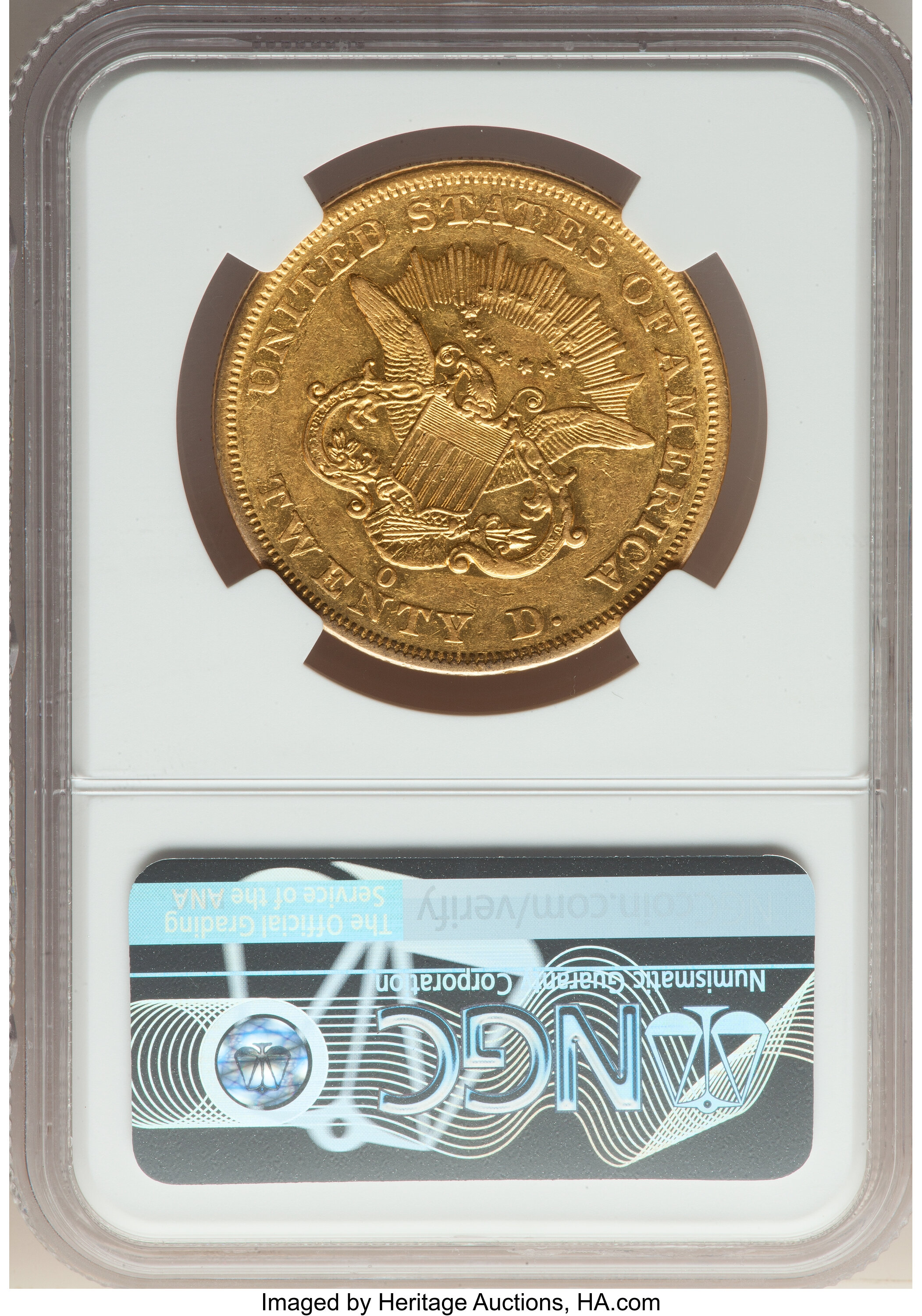 image for: 1860-O $20 AU50 NGC. Variety 1....