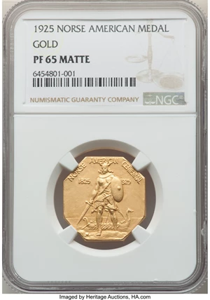 image for: 1925 Medal Norse Gold PR65 NGC....