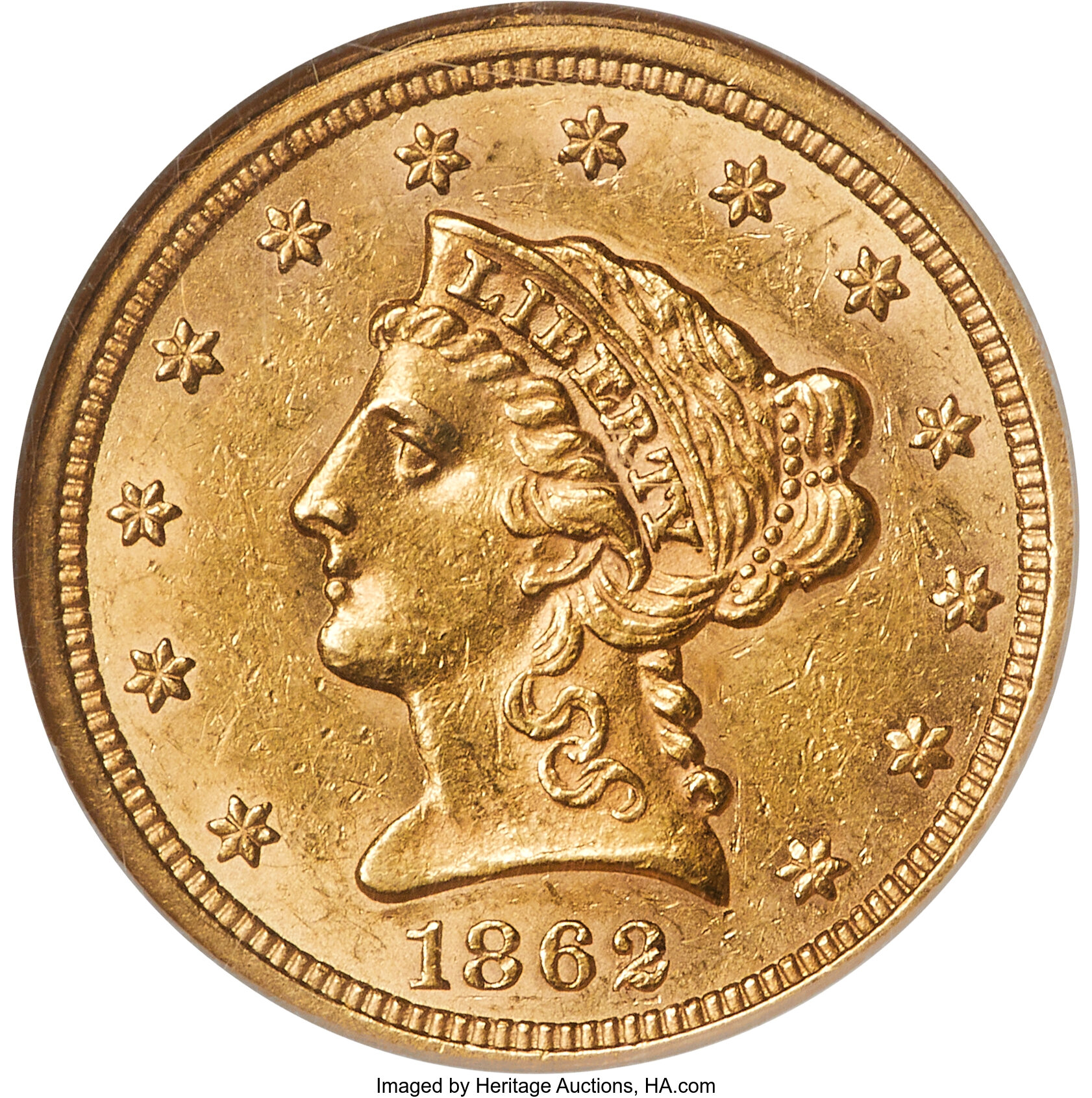 image for: 1862/1 $2 1/2 MS61 NGC....