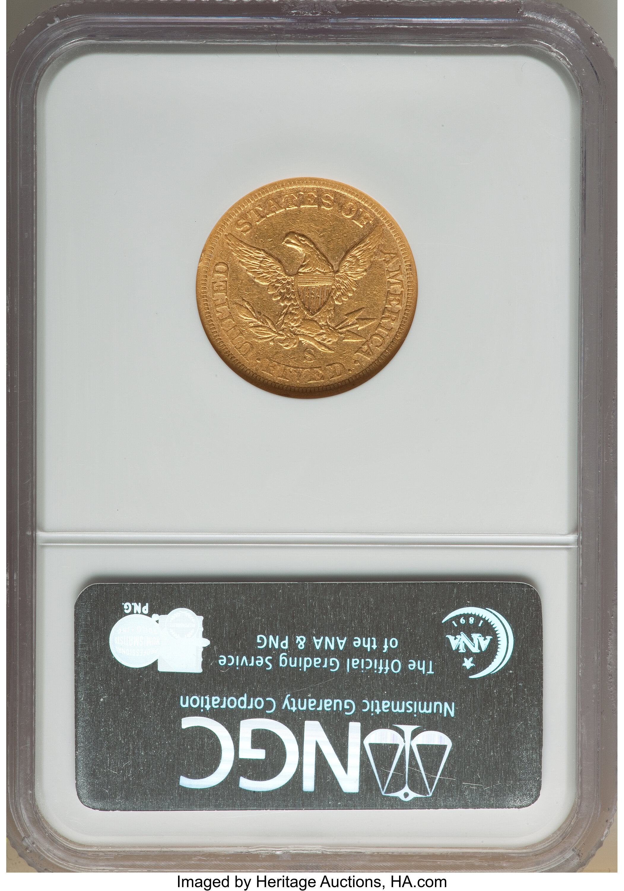 image for: 1863-S $5 XF40 NGC....