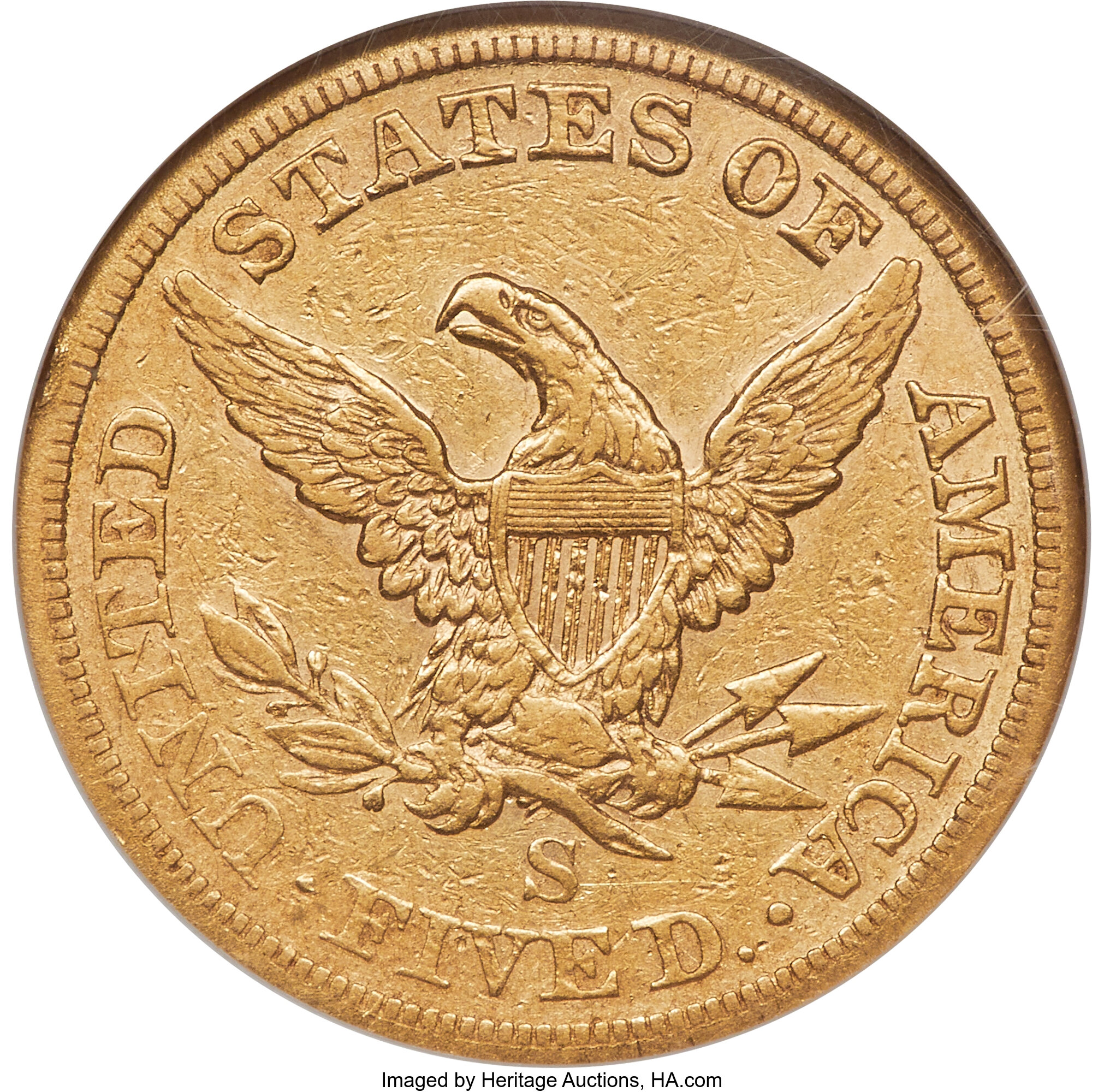 image for: 1863-S $5 XF40 NGC....