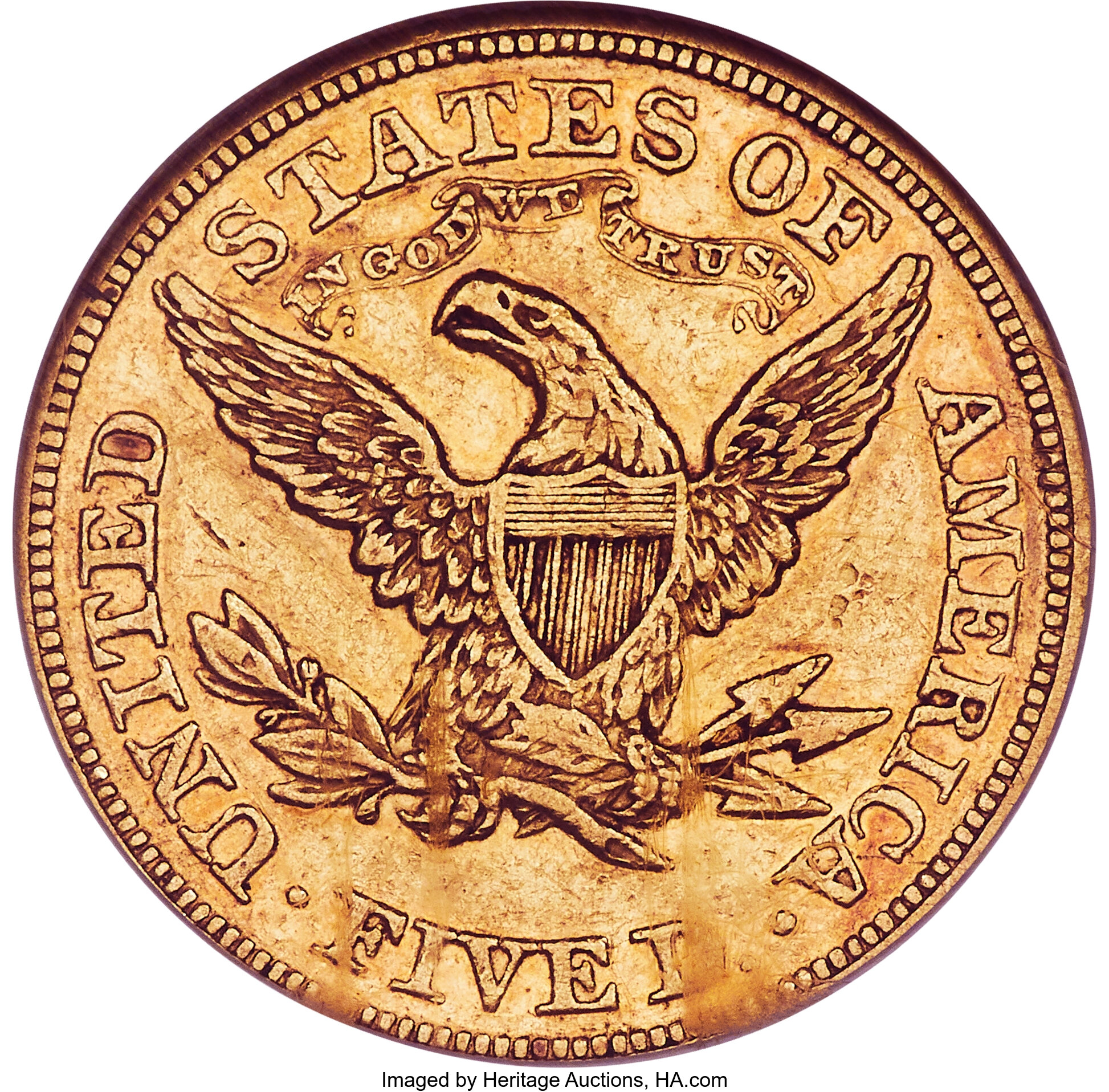 image for: 1869 $5 AU55 NGC....