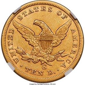 image for: 1860-S $10 XF45 NGC....