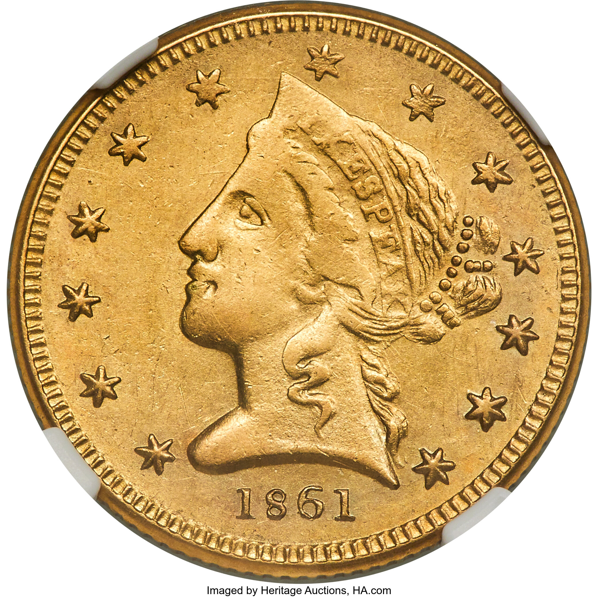 image for: 1861 $5 Clark, Gruber & Co. Five Dollar AU55 NGC. K-6, R.4. ...