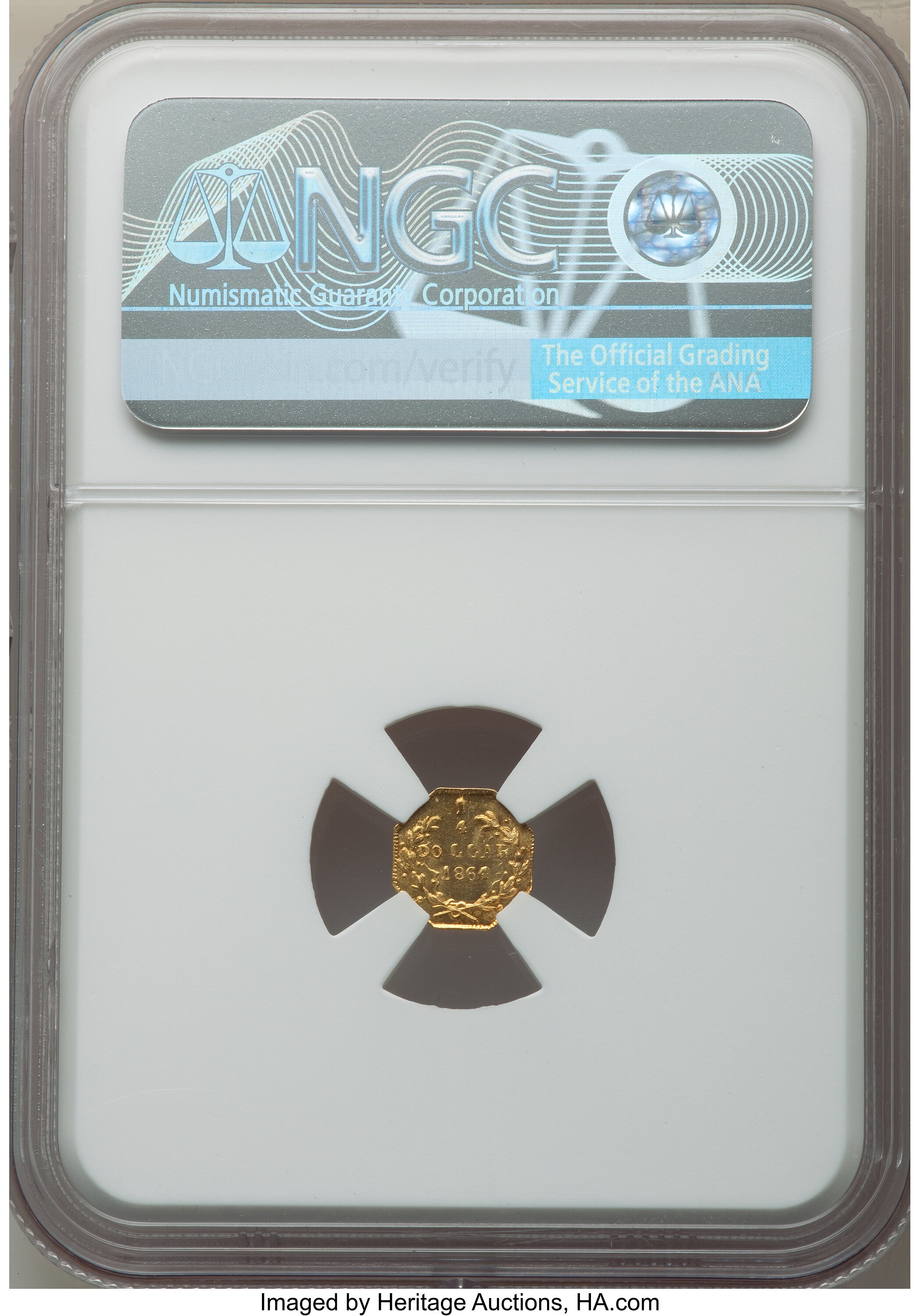 image for: 1864 25C Liberty Octagonal 25 Cents, BG-707, High R.7, MS67★  NGC....