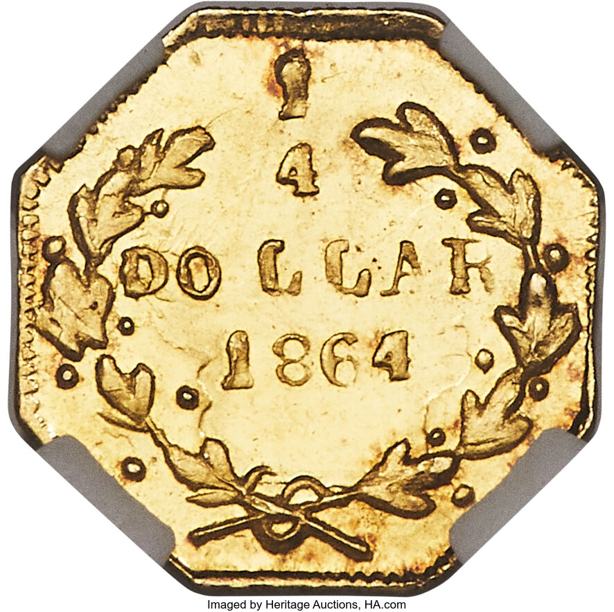 image for: 1864 25C Liberty Octagonal 25 Cents, BG-707, High R.7, MS67★  NGC....