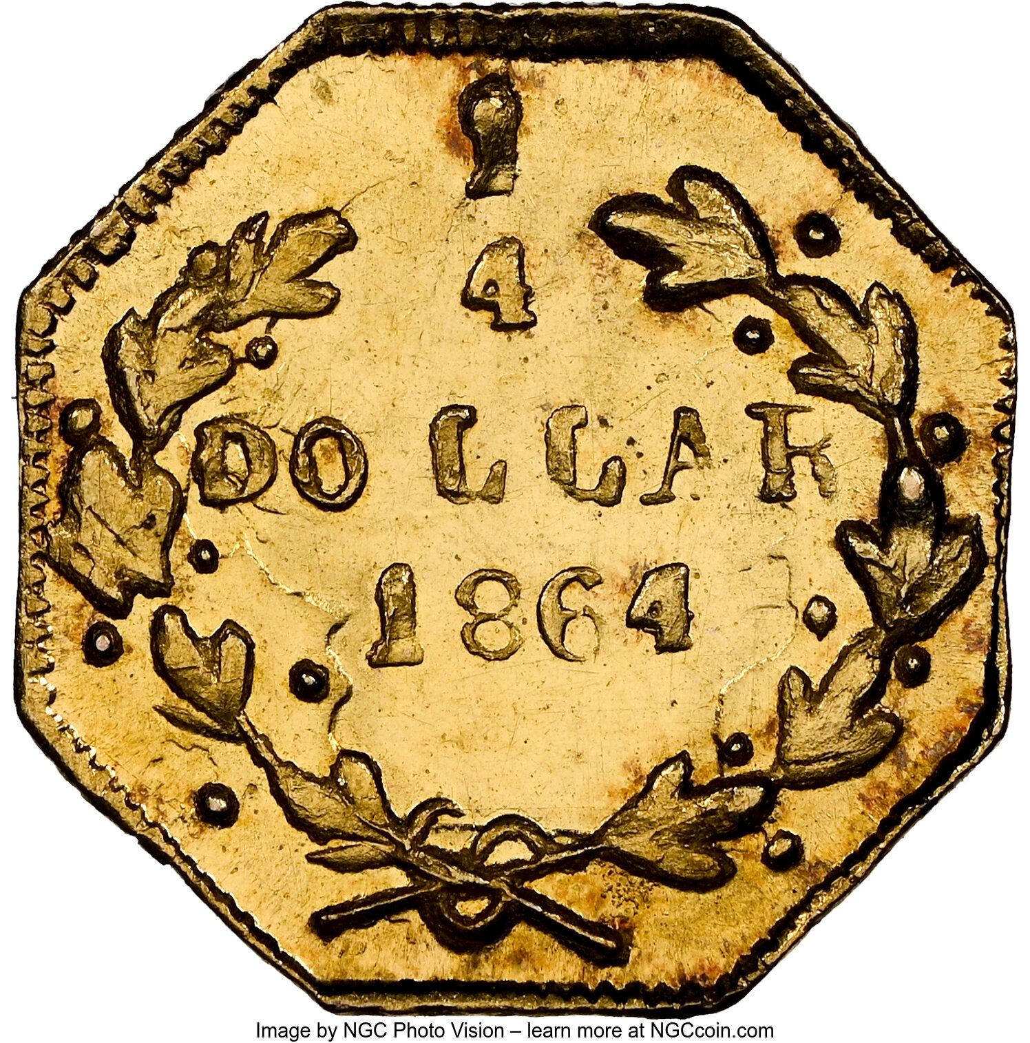 image for: 1864 25C Liberty Octagonal 25 Cents, BG-707, High R.7, MS67★  NGC....