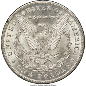 image for: 1880-CC $1 Reverse of 1879, 8/7 Dash, VAM-8, MS65 NGC....