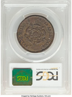 image for: Undated 2PENCE Rosa Americana Twopence, Motto in Ribbon, AU53 PCGS. PCGS Population: (3/26). NGC Census: (0/0). ...