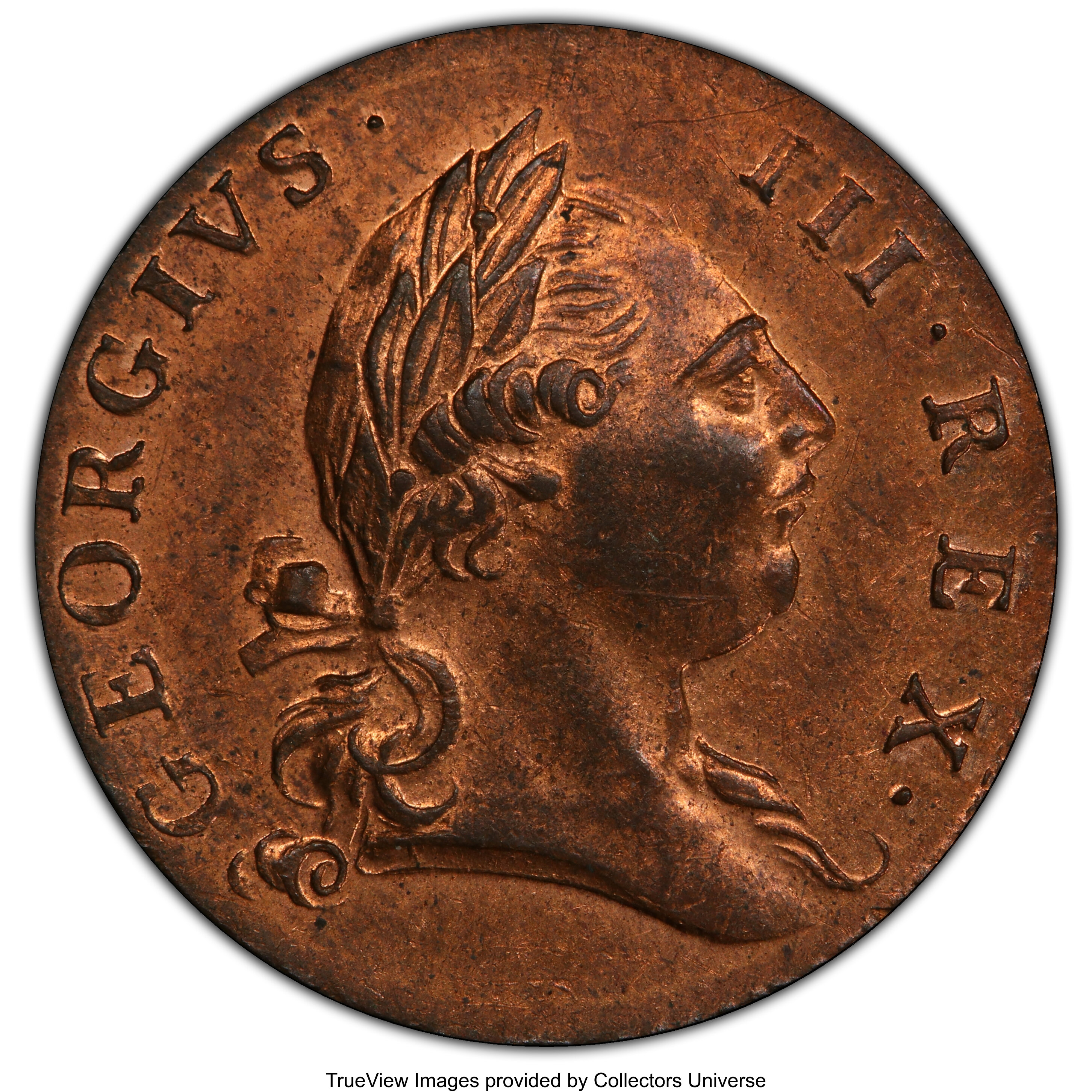 image for: 1773 1/2 P Virginia Halfpenny, Period, MS63 Red PCGS. PCGS Population: (19/47 and 1/1+). NGC Census: (0/0 and 0/0+). CDN: $...