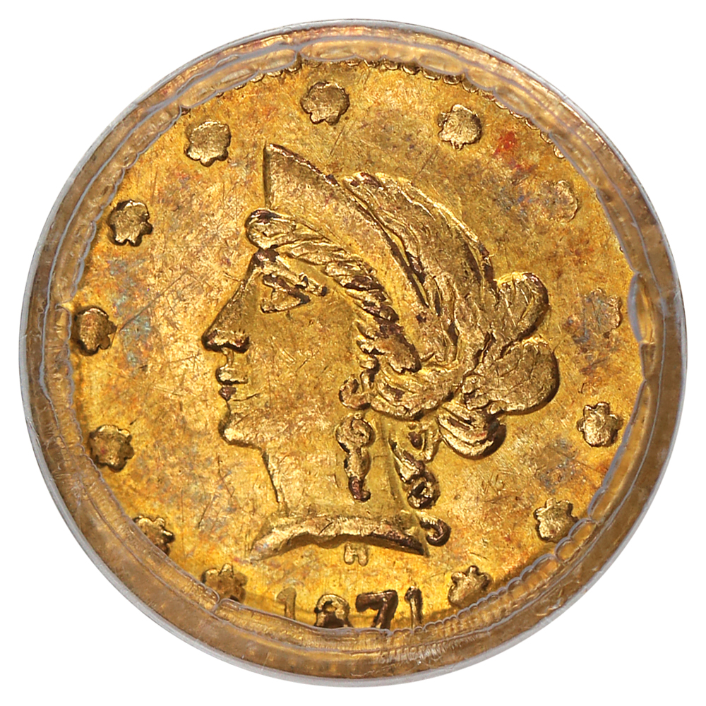 image for: 1871 Cal. Gold 50c PCGS AU55 (BG-1045)