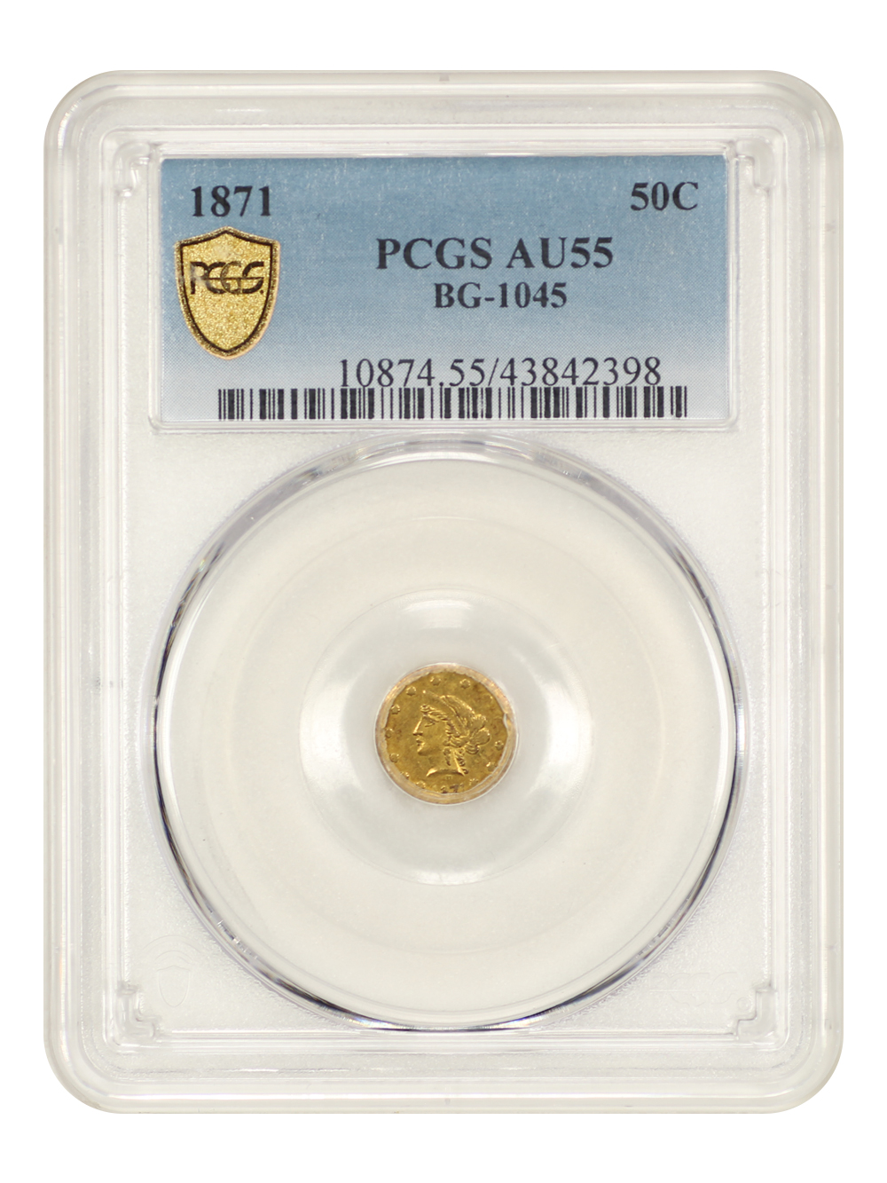 image for: 1871 Cal. Gold 50c PCGS AU55 (BG-1045)