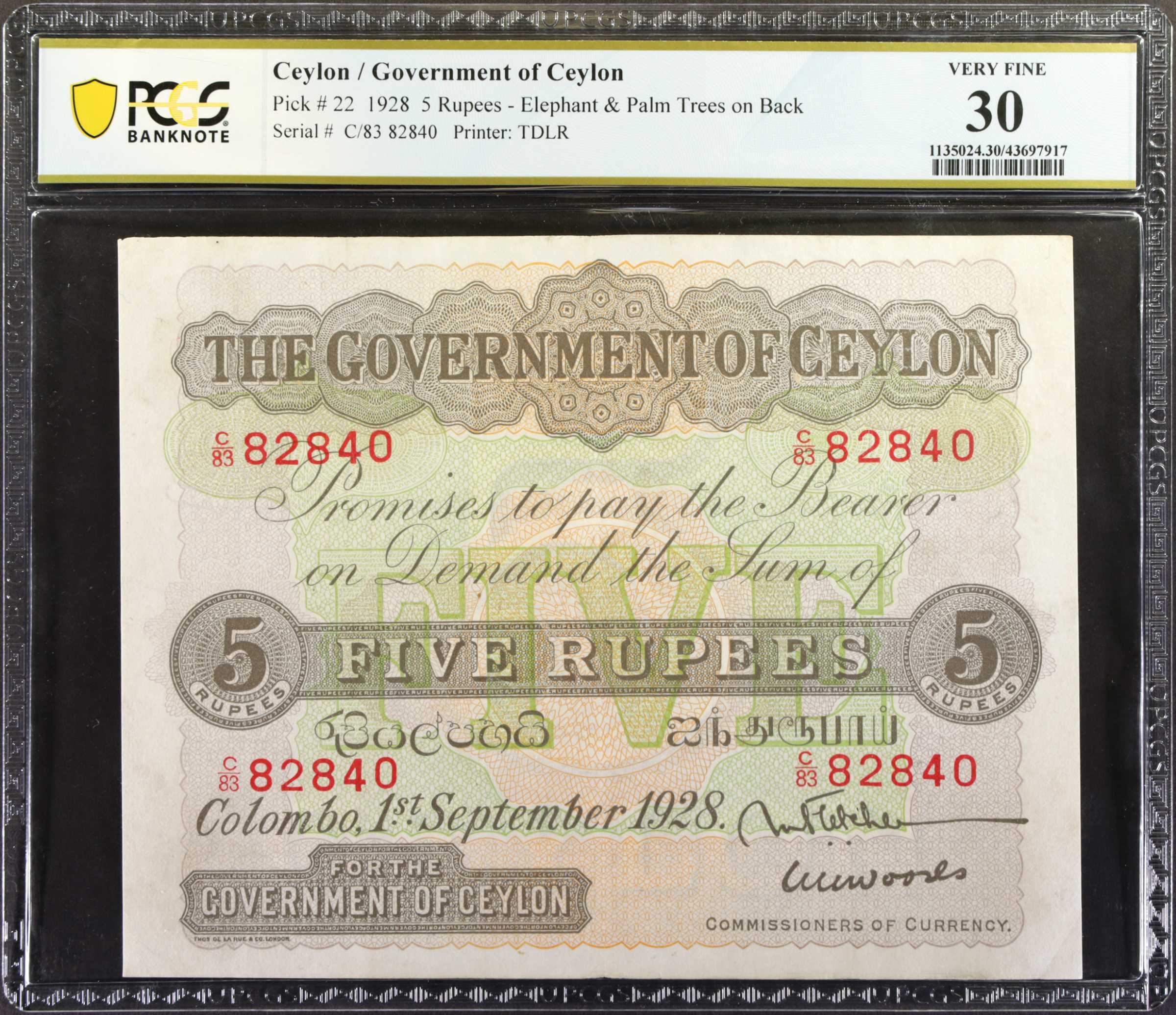 image for: Ceylon  5 rupees (B215d)