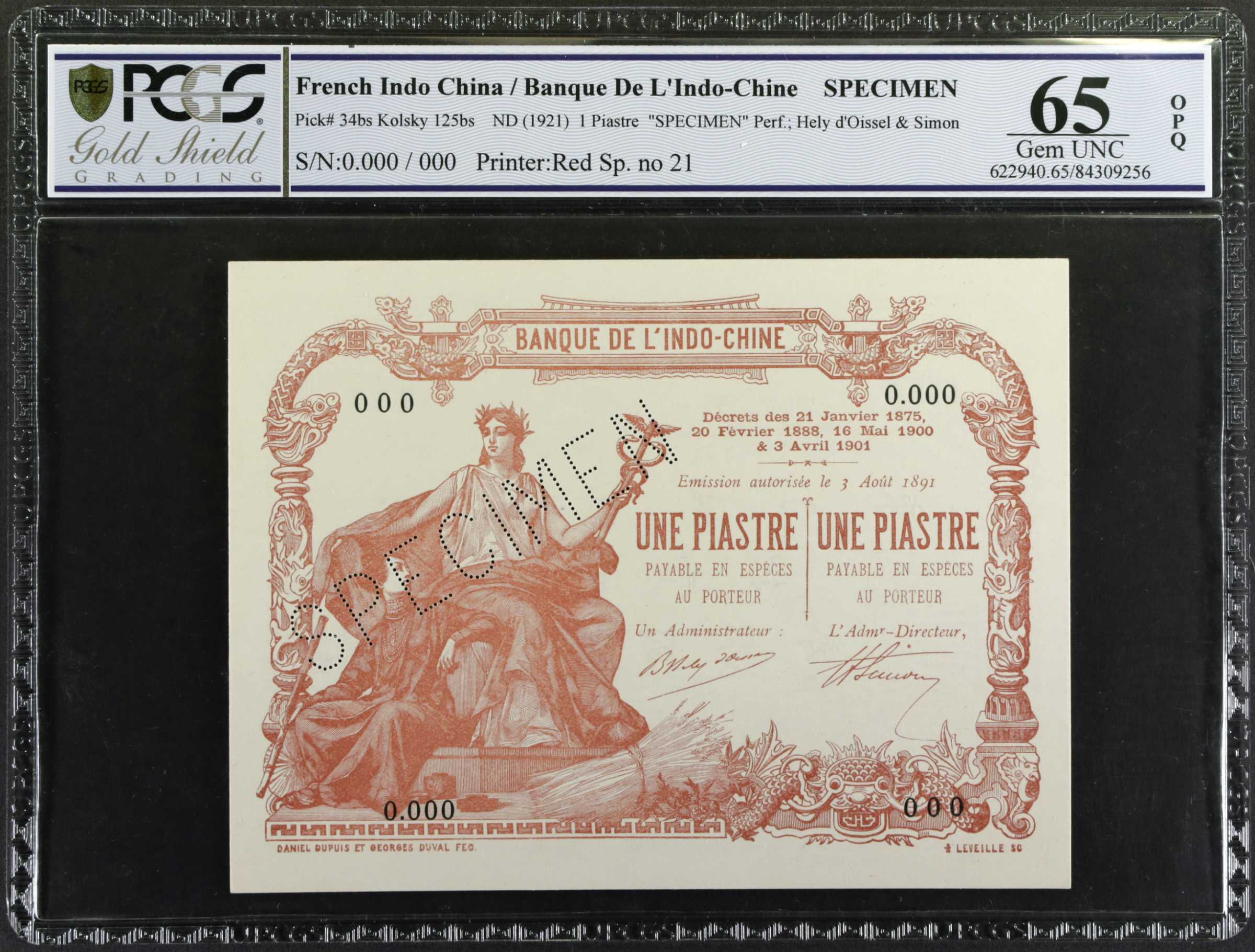 image for: French Indo-China  1 piastre(B114a)