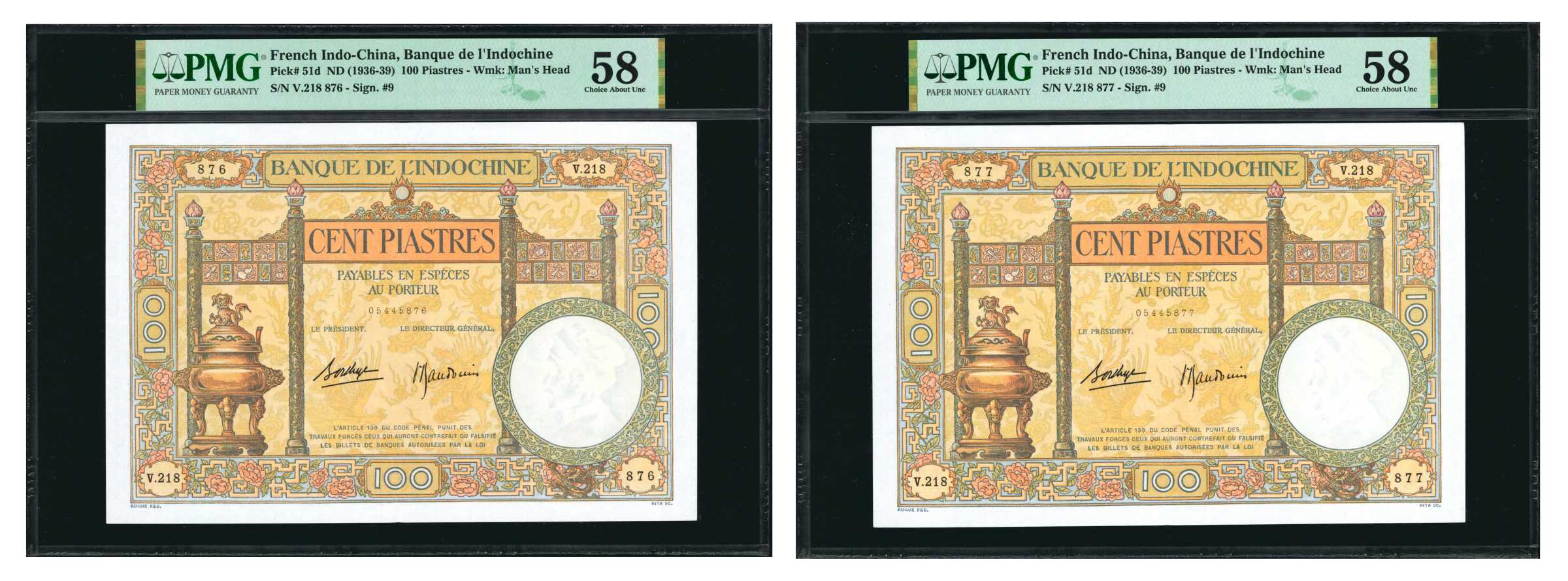 image for: French Indo-China  100 piastres(B138b)