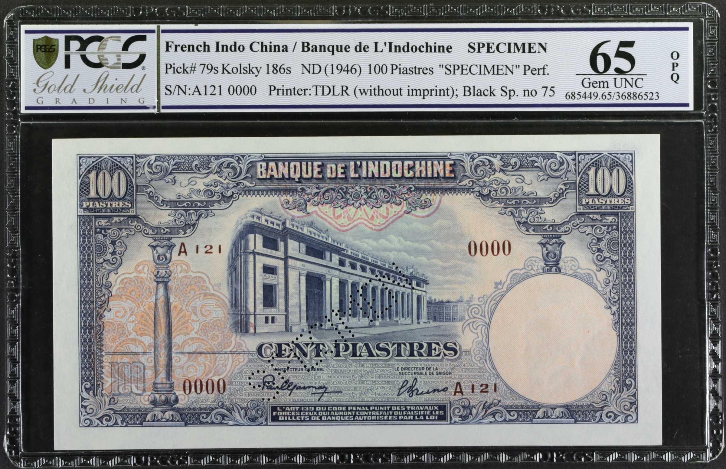 image for: French Indo-China  100 piastres(B164as2)