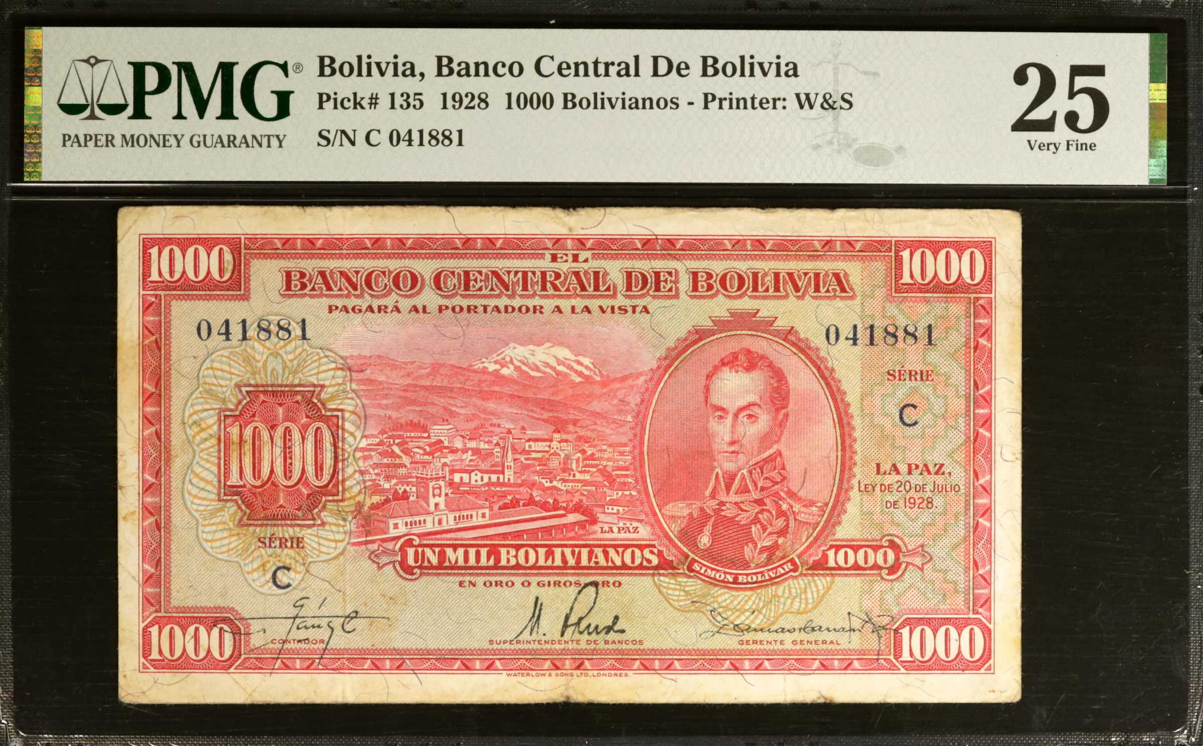 image for: Bolivia  1,000 bolivianos = 100 bol?vares(B324t)