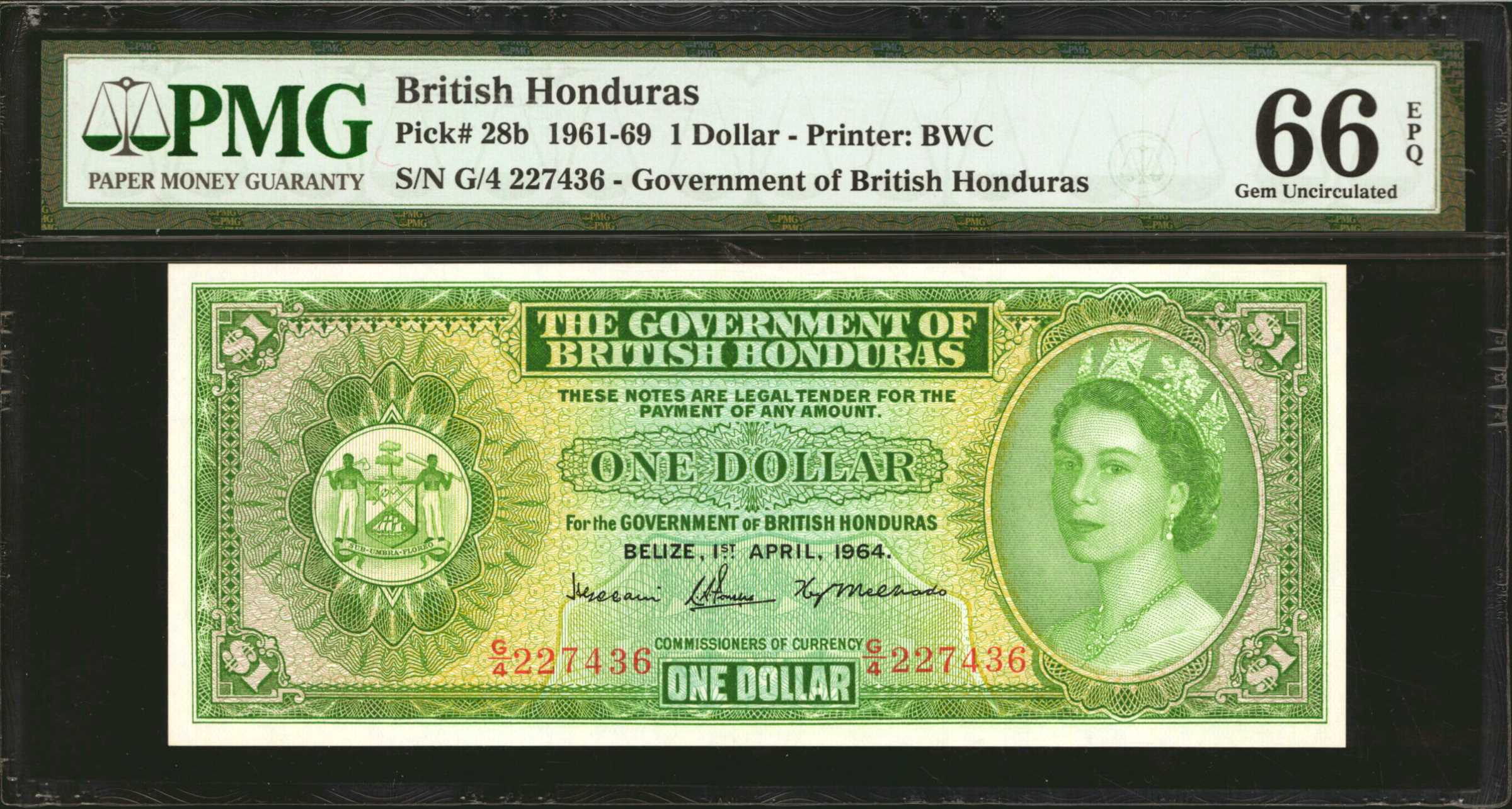 image for: British Honduras  1 dollar (B127as)