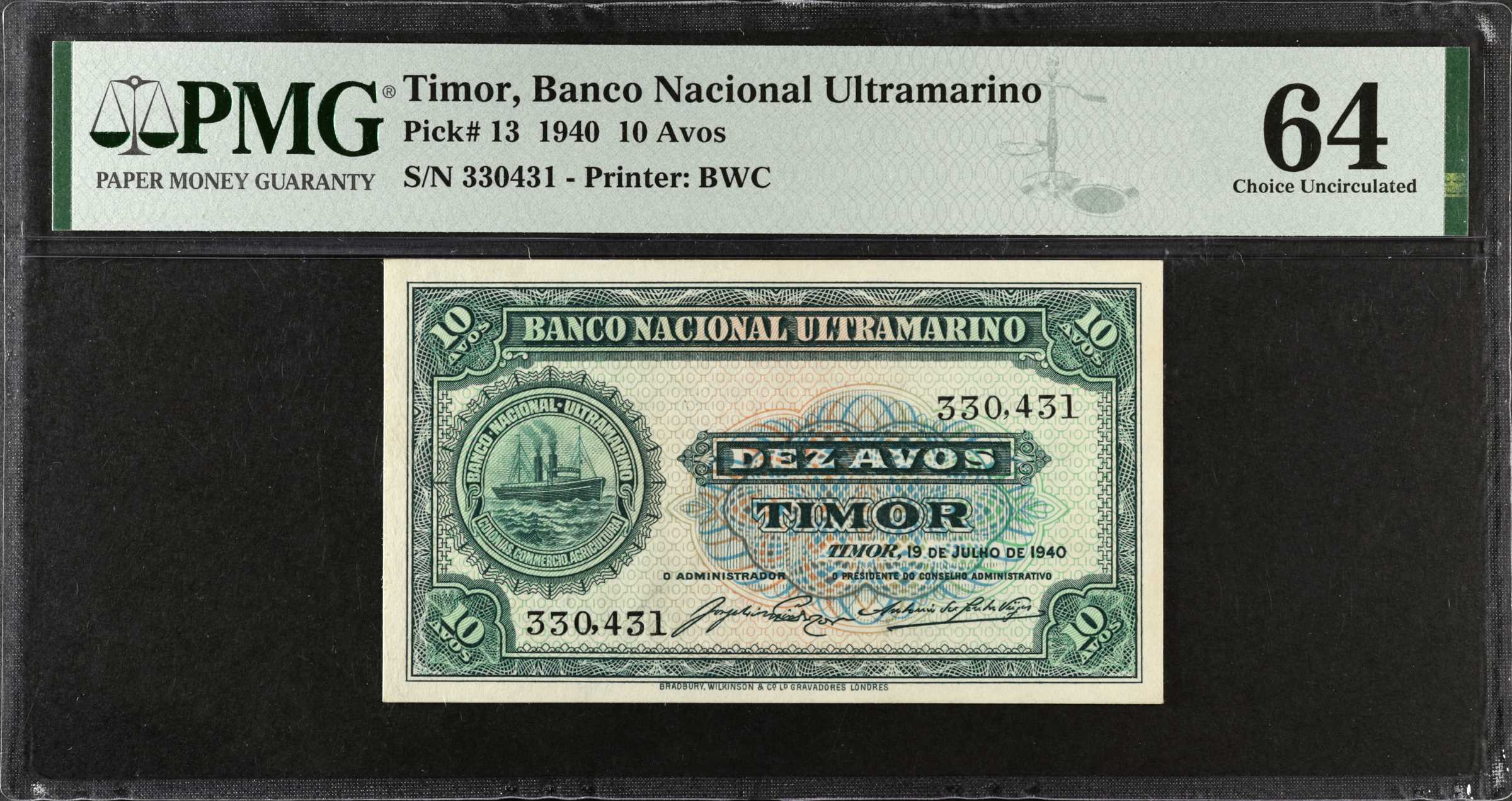 image for: Timor  10 avos (B111a)