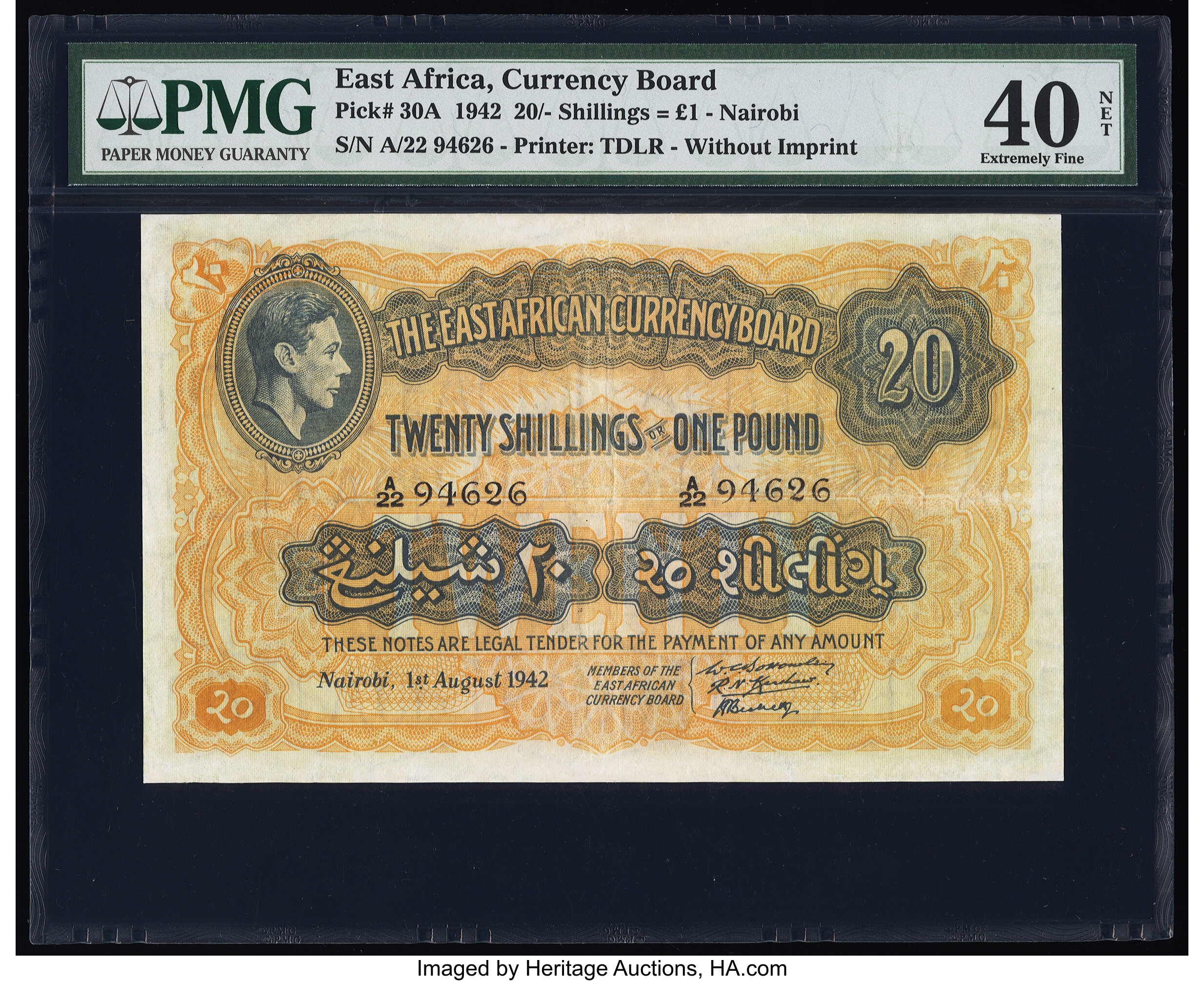 【人気急上昇】 = shillings 20 Board Currency African East 1 B219h,P30 pound その他