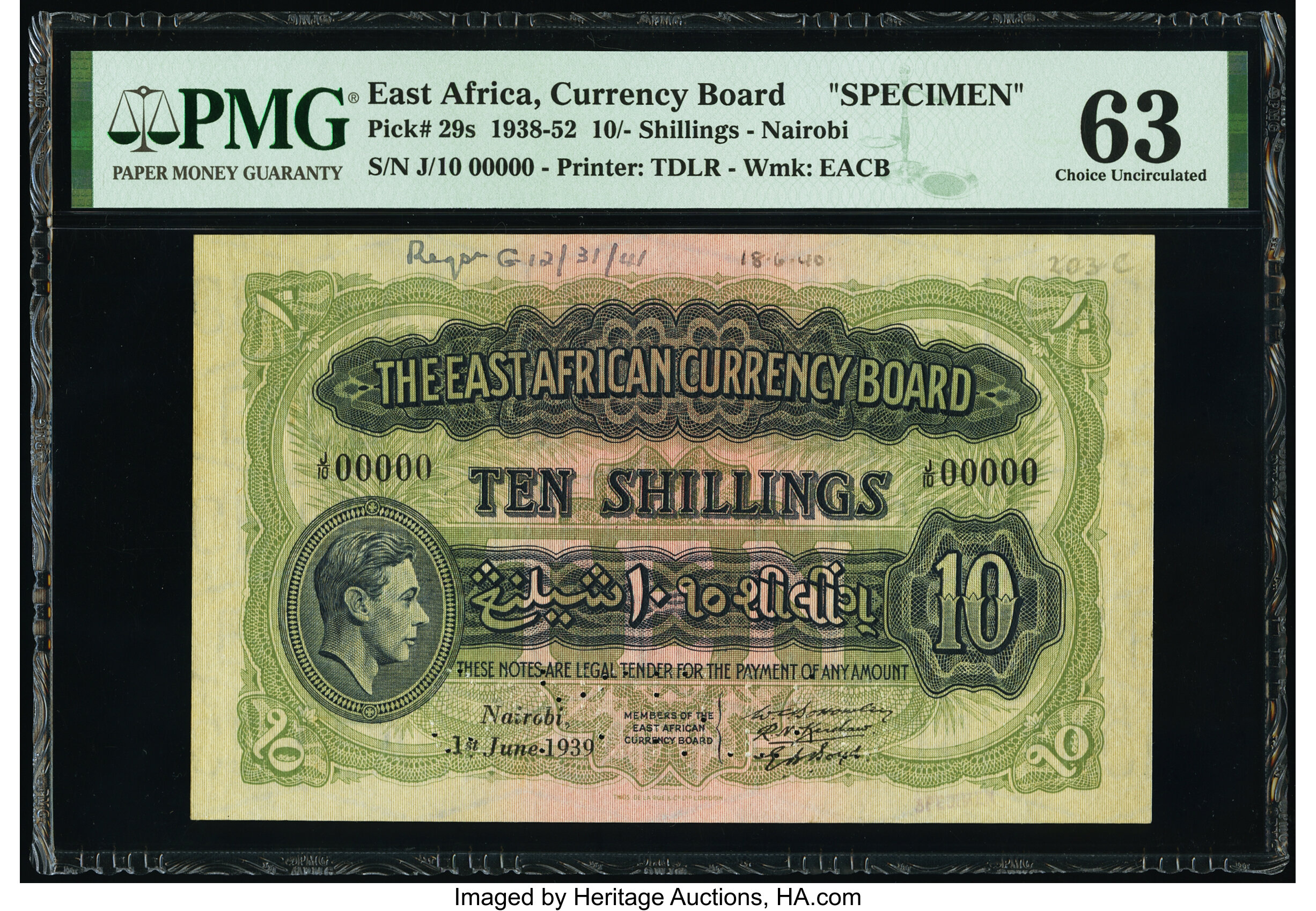 image for: East Africa  10 shillings(B218hs)