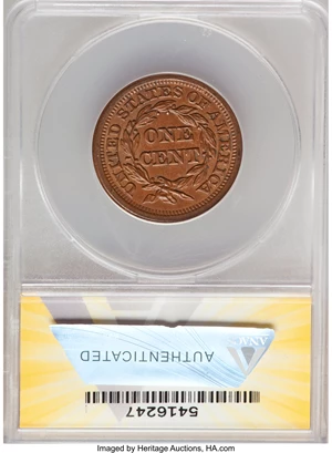 image for: 1854 1C -- Scratched -- ANACS. MS60 Details. Mintage 4,236,156....