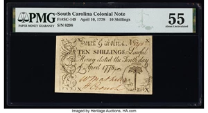 image for: South Carolina April 10, 1778 10s PMG About Uncirculated 55....
