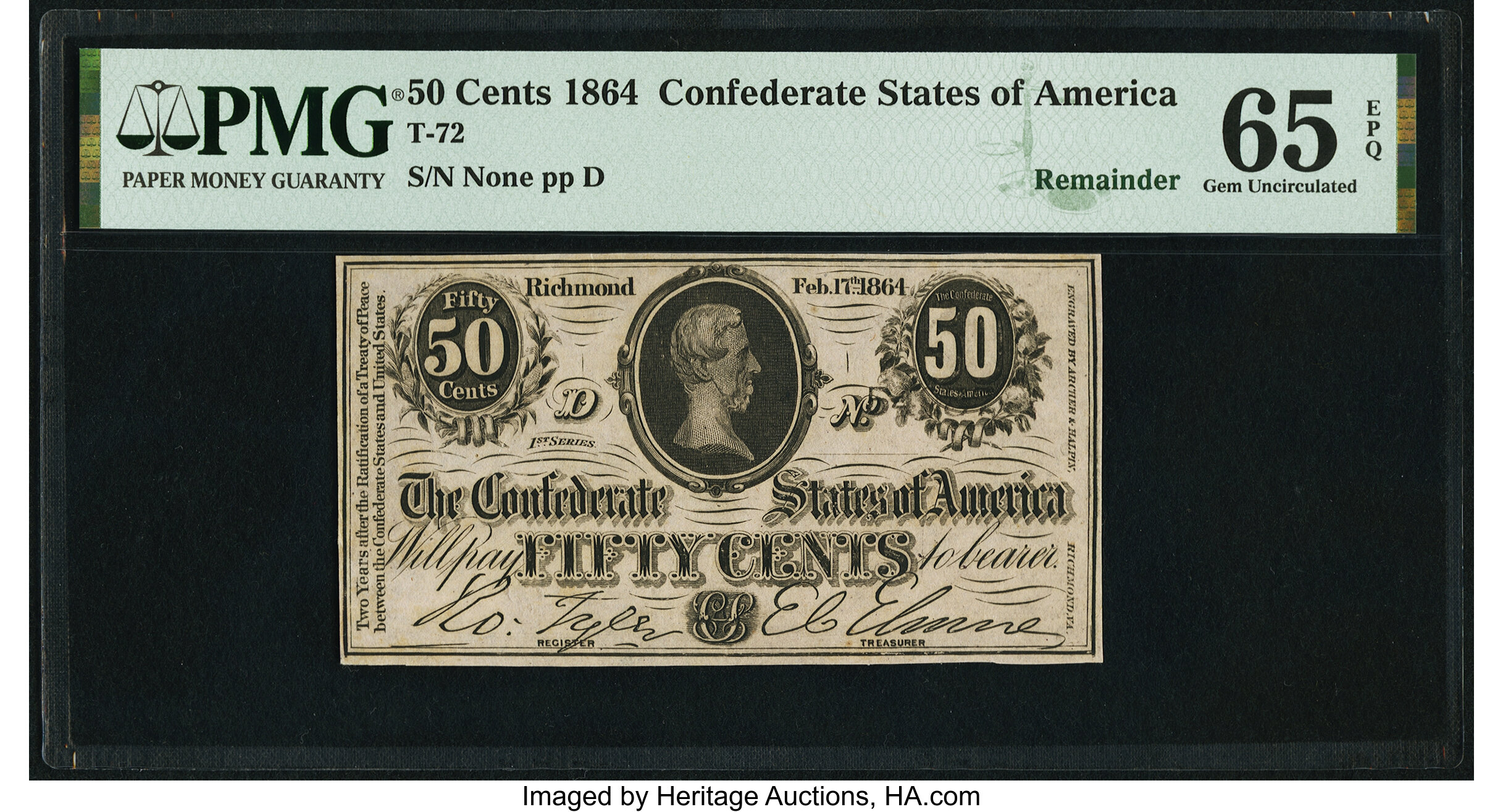 image for: T72 50 Cents 1864 PF-1 Cr. 578 Remainder PMG Gem Uncirculated 65 EPQ....
