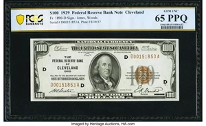 image for: Fr. 1890-D $100 1929 Federal Reserve Bank Note. PCGS Banknote Gem Unc 65 PPQ....