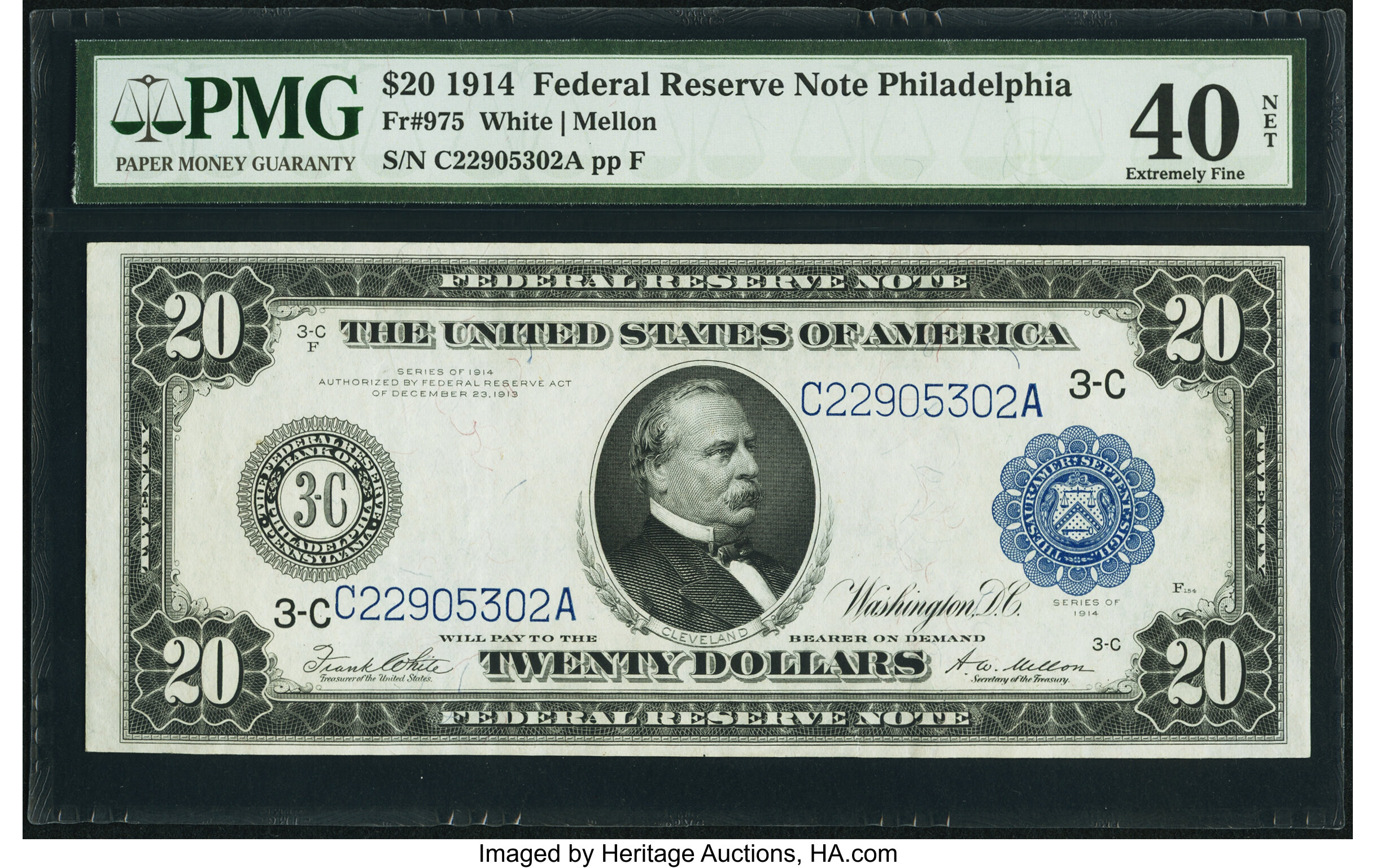 image for: Fr. 975 $20 1914 Federal Reserve Note PMG Extremely Fine 40 Net....