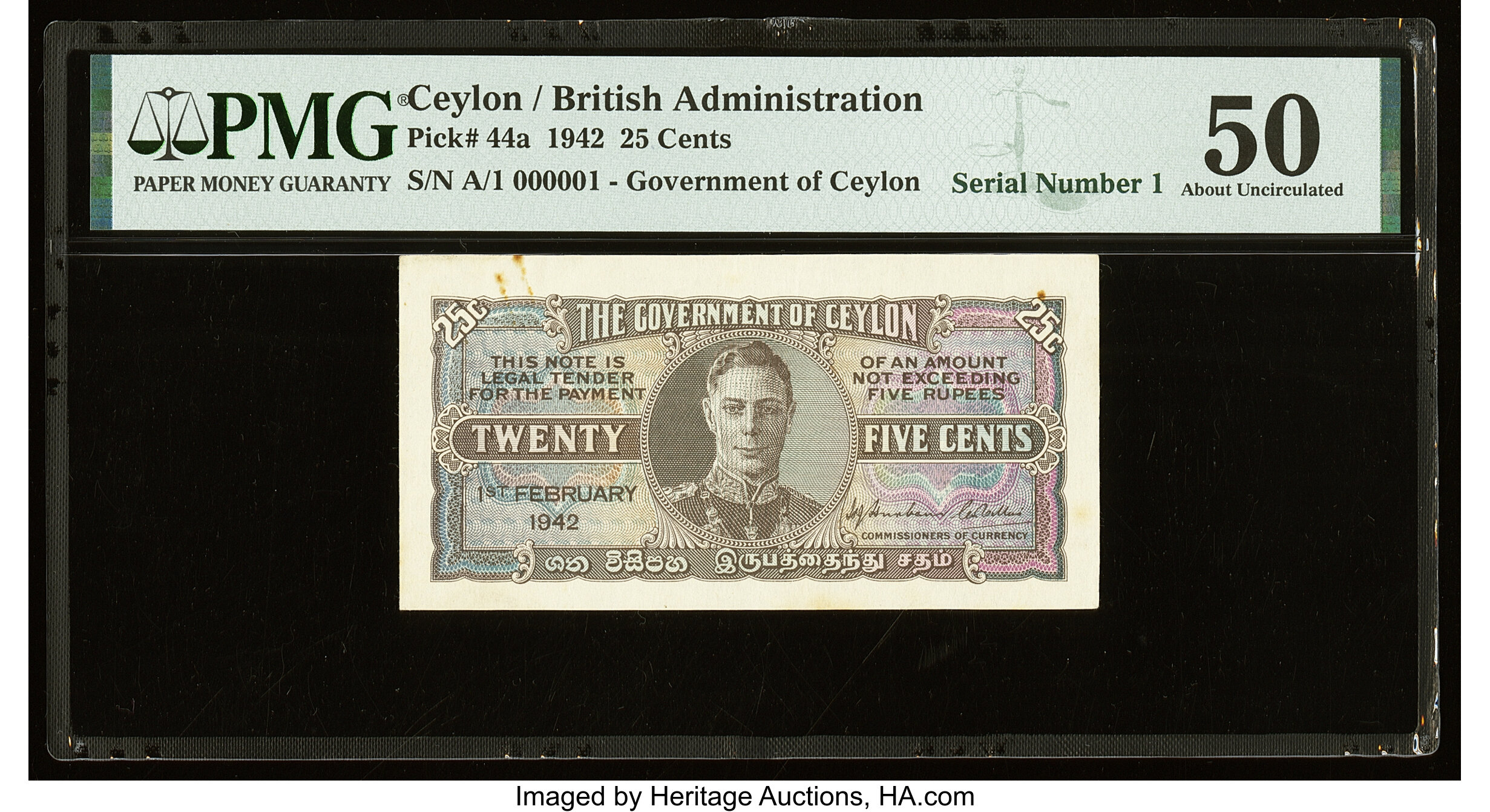 image for: Ceylon  25 cents (B238a)