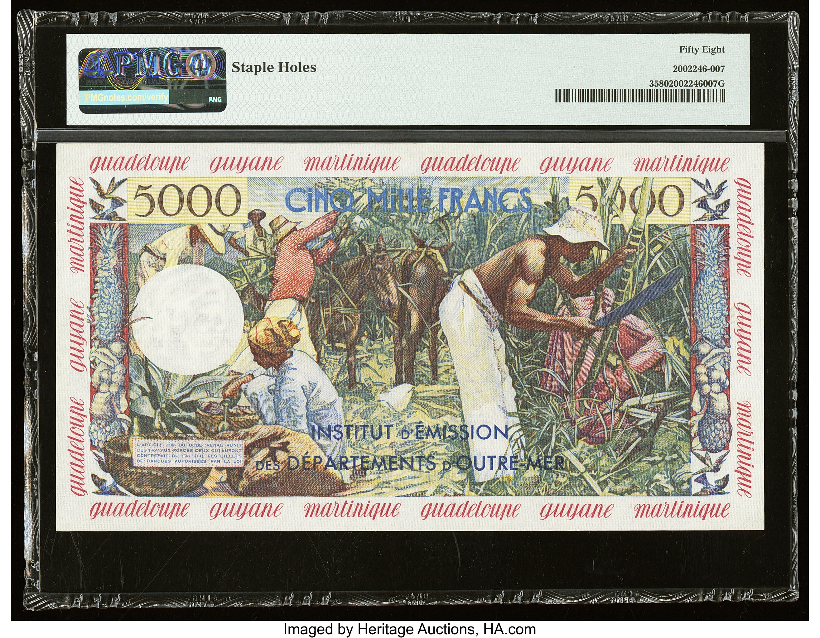 image for: French Antilles  50 nouveaux francs on 5,000 francs (B103as3)
