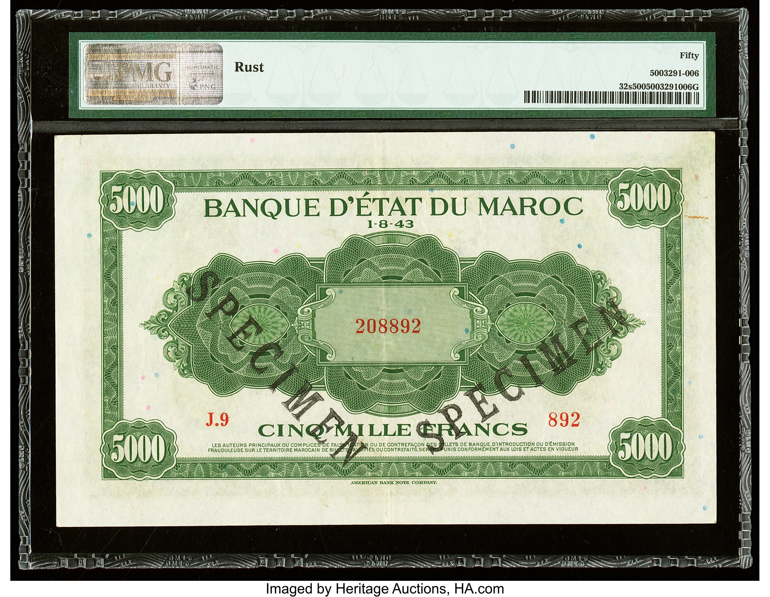 image for: Morocco  5,000 francs(B223a)