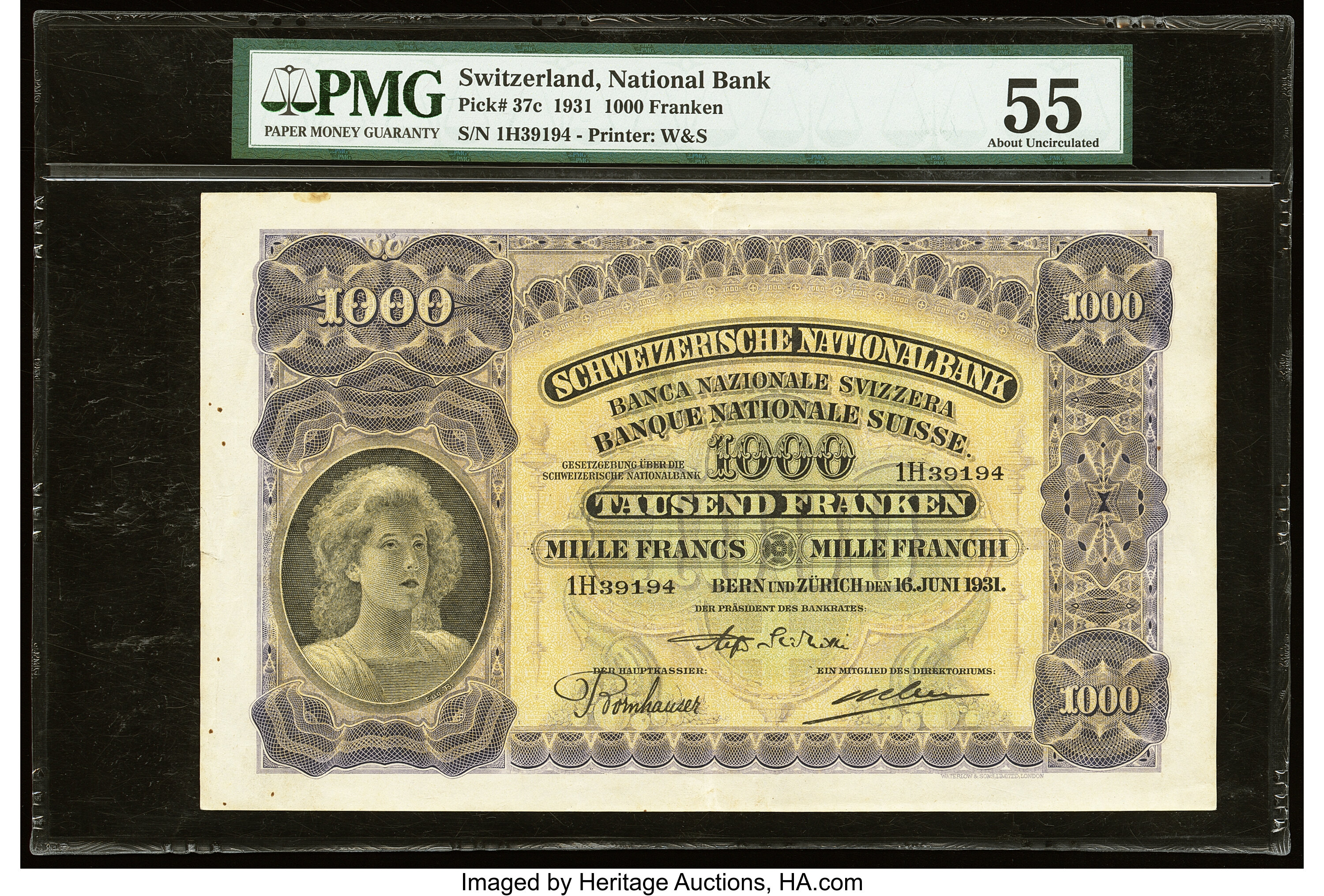 image for: Switzerland  1,000 francs(B321h)