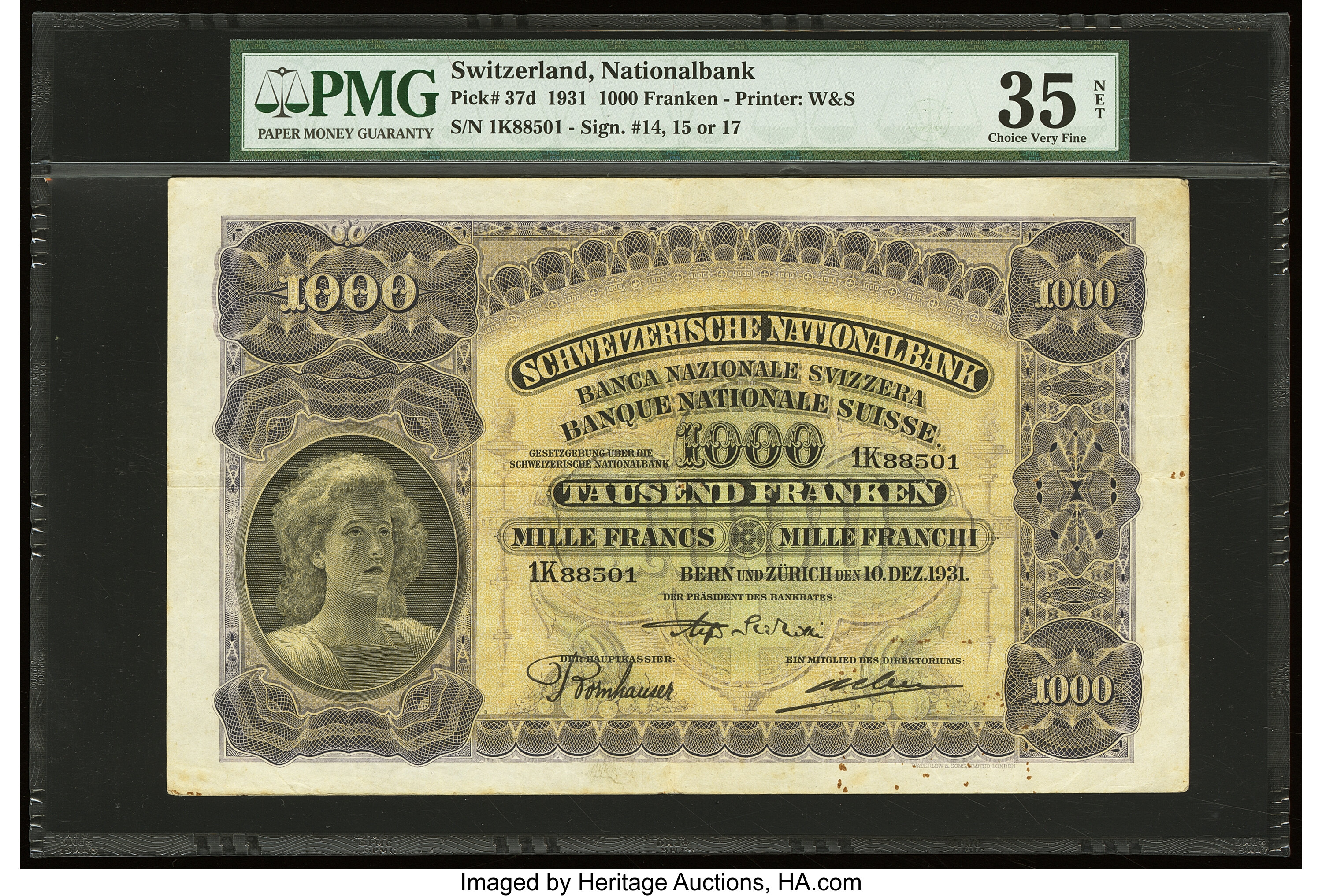 image for: Switzerland  1,000 francs(B321f)