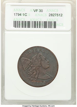 image for: 1794 1C Head of 1794, S-29, B-11, R.2, VF30 ANACS. ...