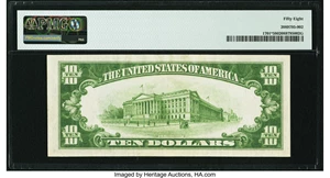 image for: Fr. 1701* $10 1934 Silver Certificate Star. PMG Choice About Unc 58....