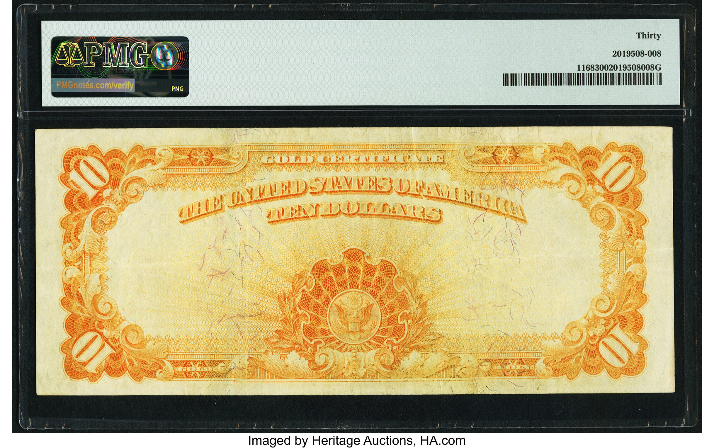 image for: Fr. 1168 $10 1907 Gold Certificate PMG Very Fine 30....