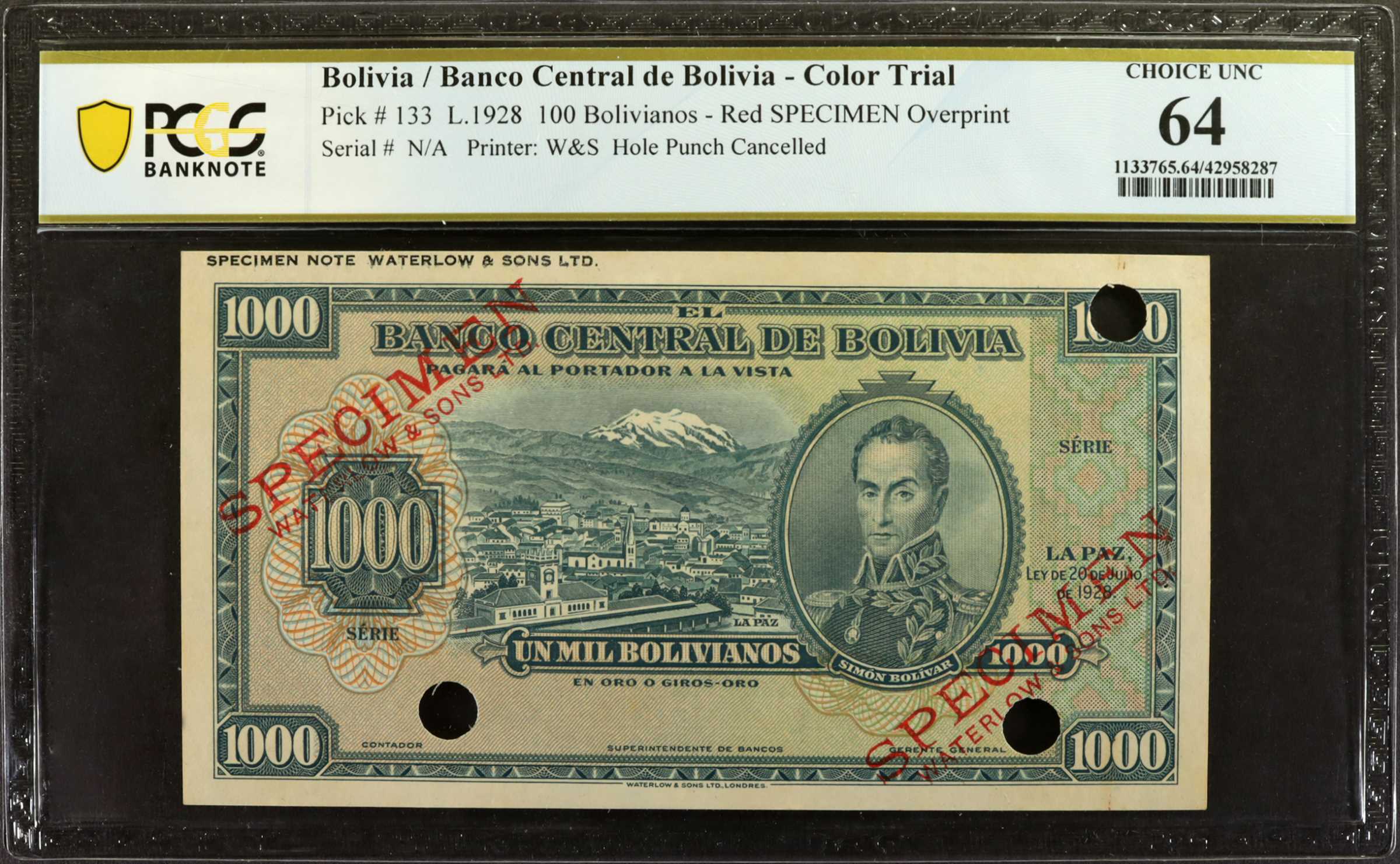 image for: Bolivia  100 bolivianos = 10 bol?vares(B322e)