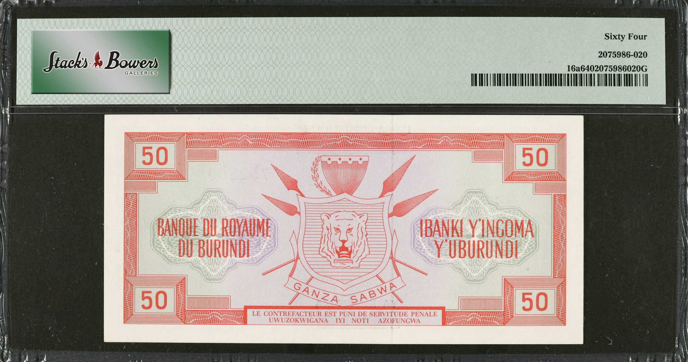 image for: Burundi  50 francs (B202c)
