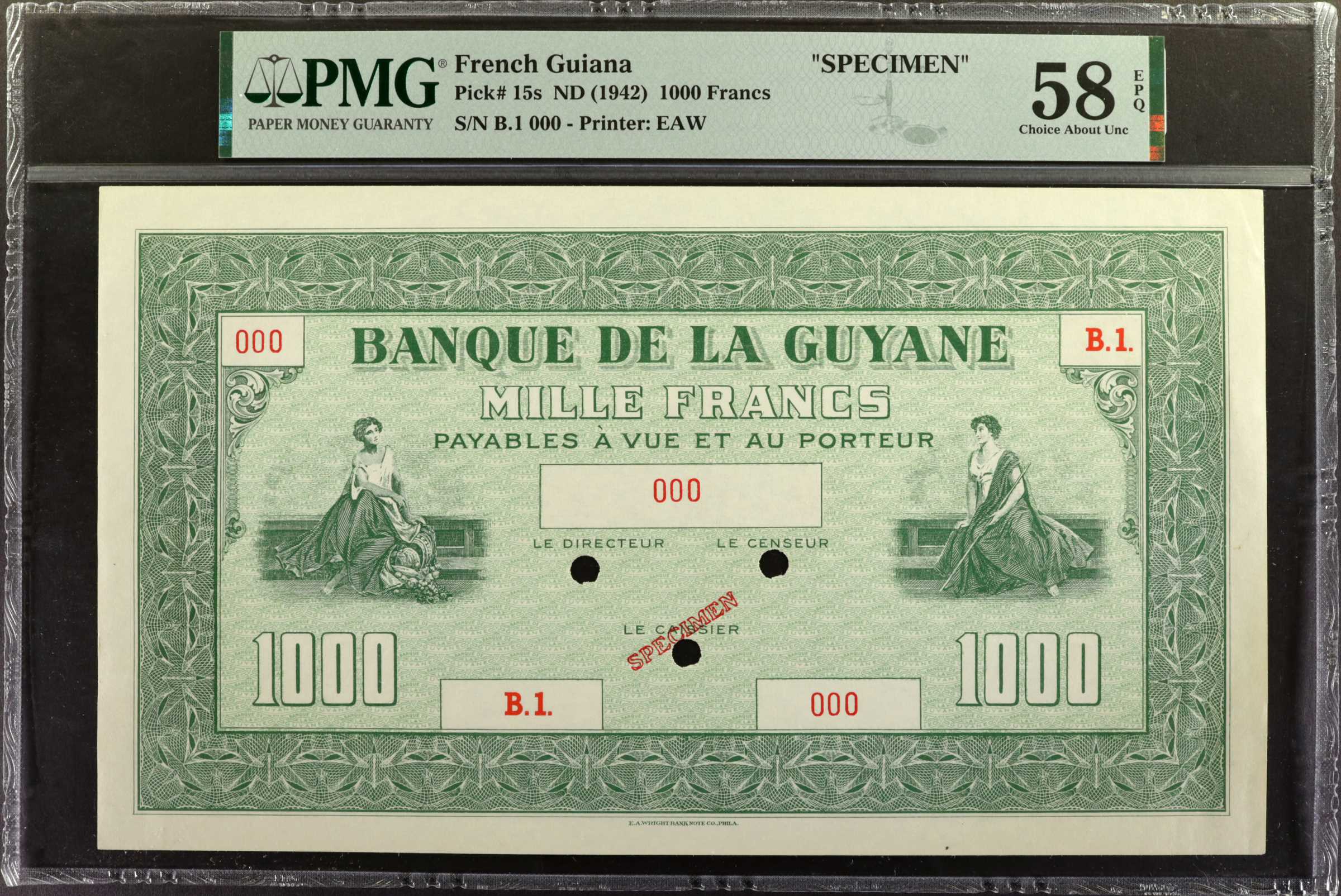 image for: French Guiana  1,000 francs (B219s1)