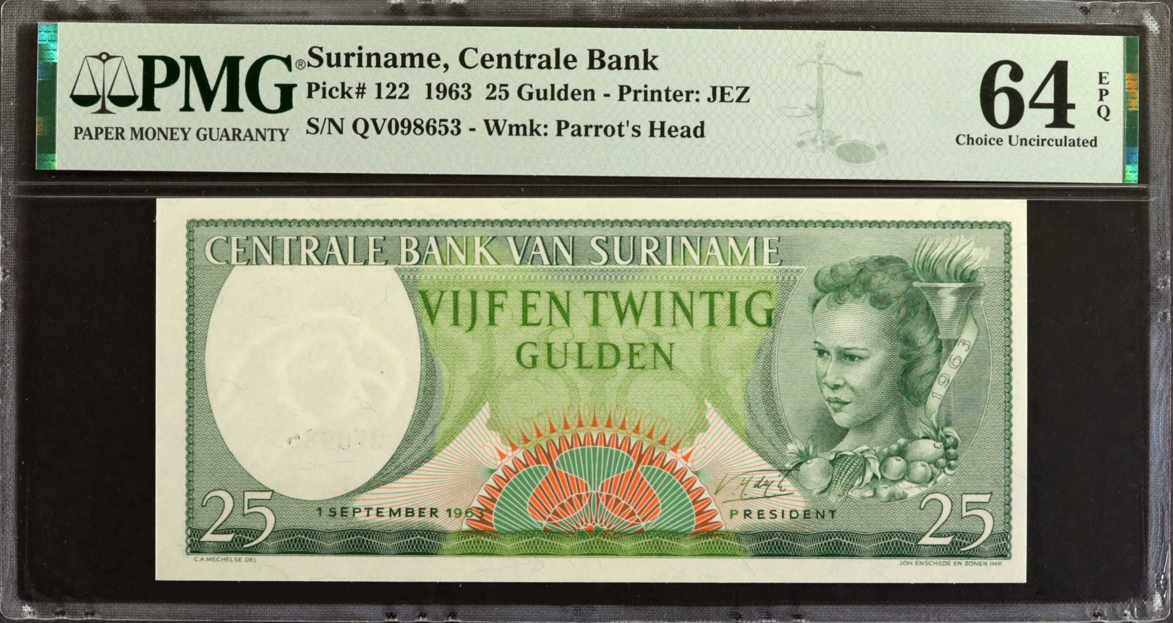 image for: Suriname  25 gulden (guilders)(B508a)