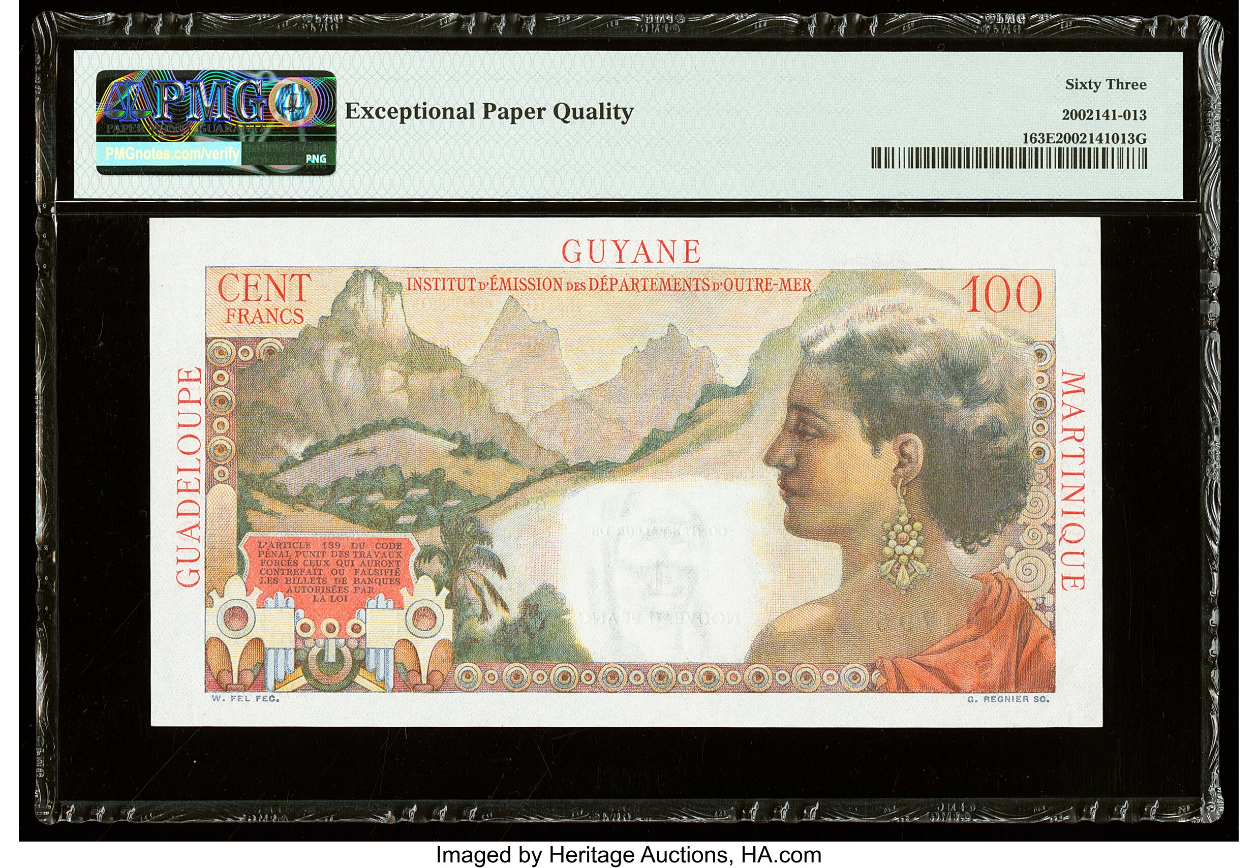 image for: French Antilles  1 nouveau franc on 100 francs (B101as1)