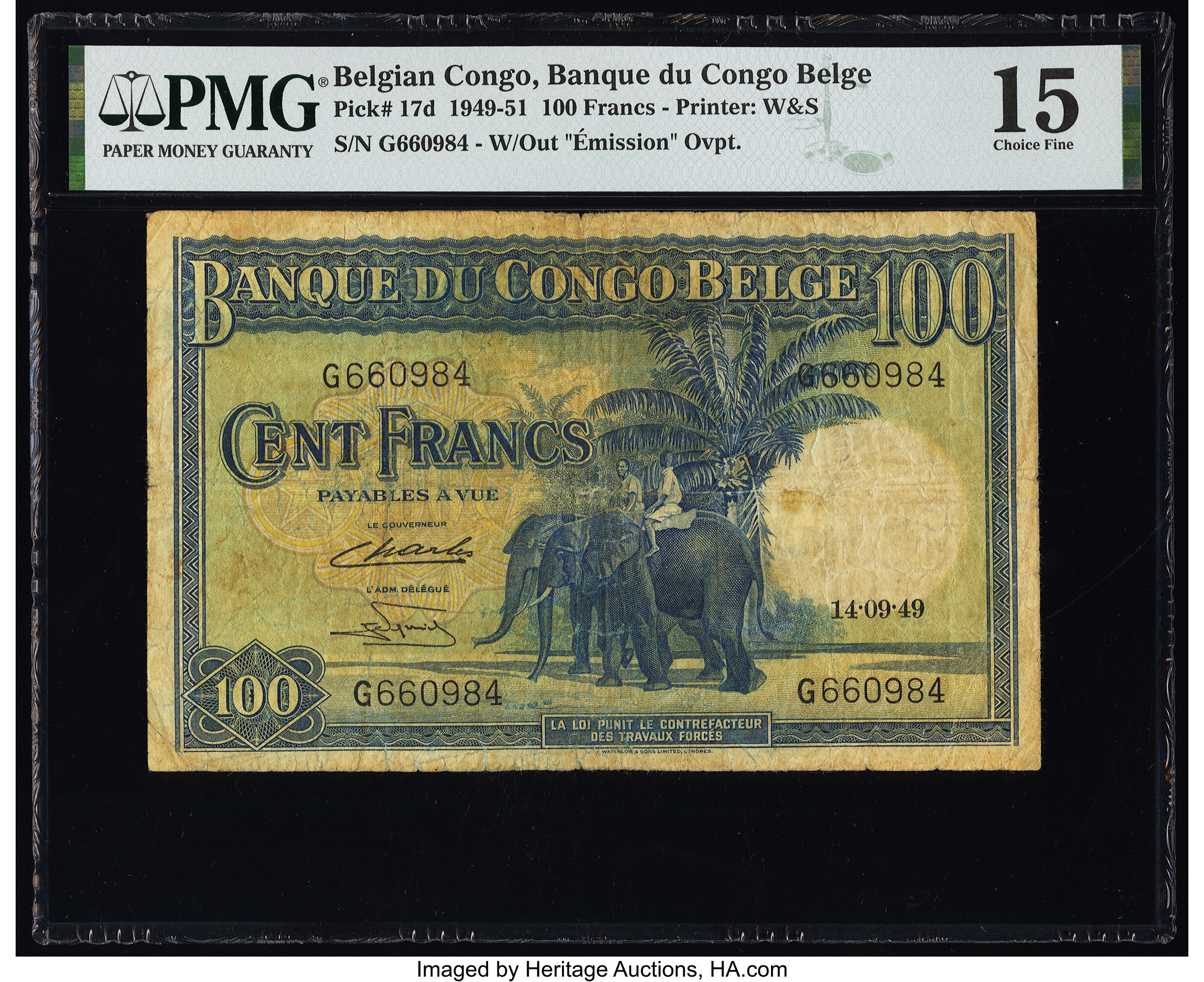 image for: Belgian Congo  20 francs(B217cs2)