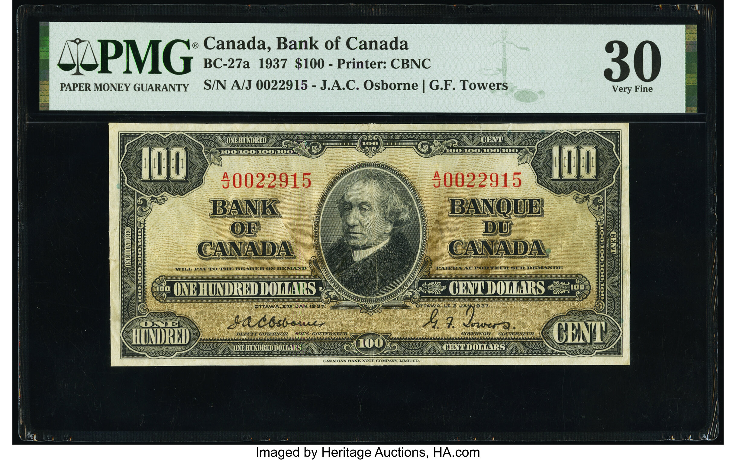 image for: Canada  100 dollars (B327a)