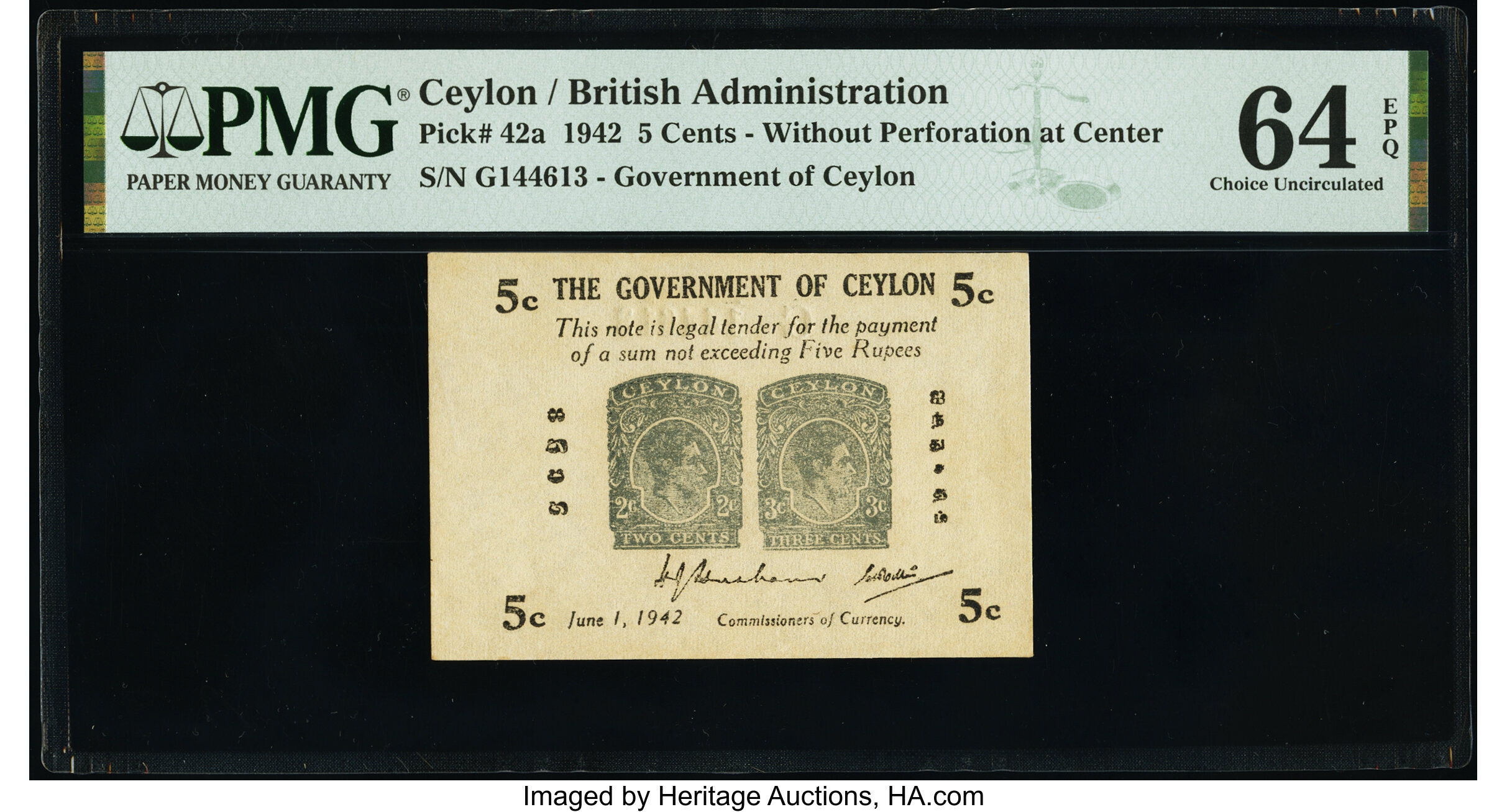 image for: Ceylon  5 cents (B234b)